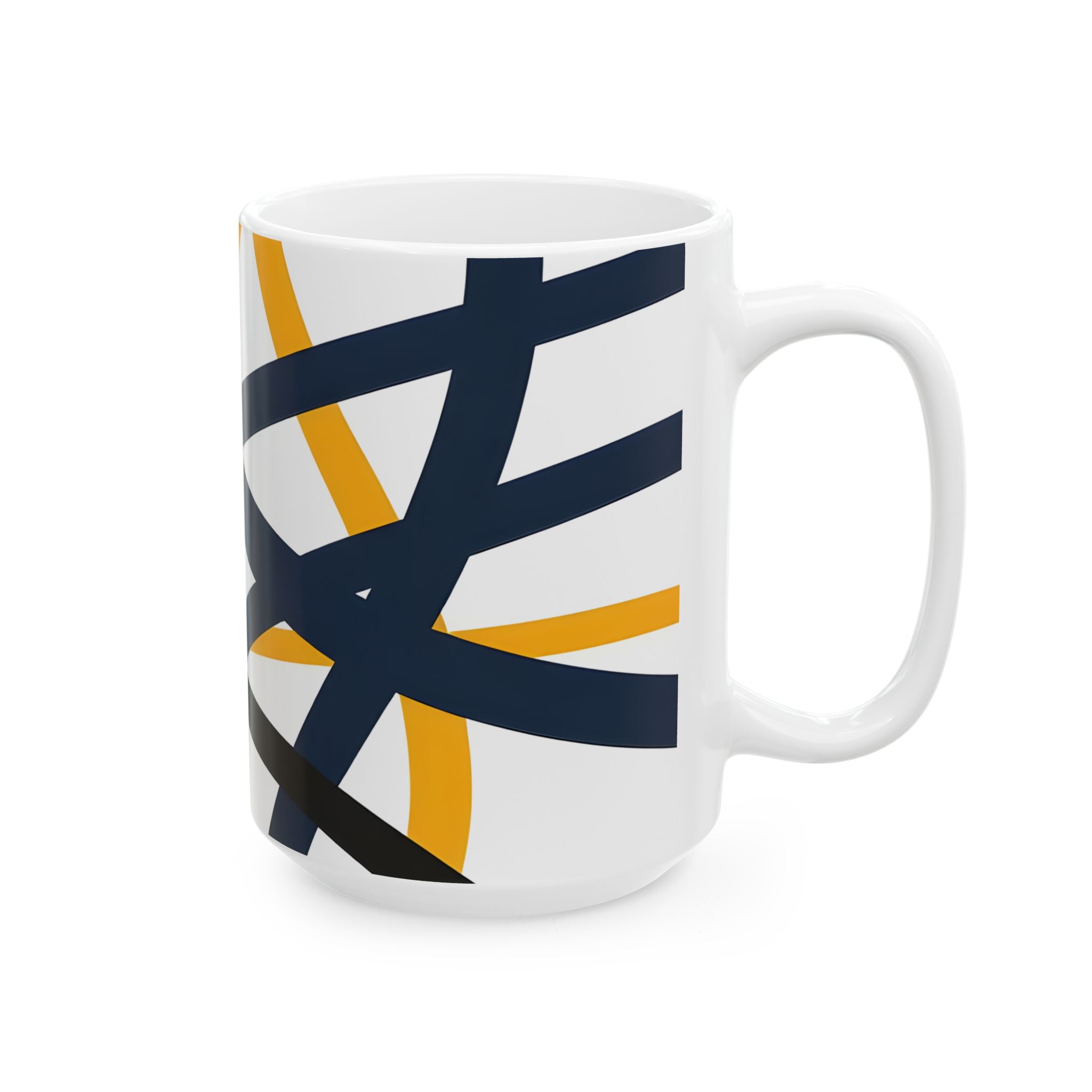 Navy Blue and Orange Smoke Pattern Ceramic Mug