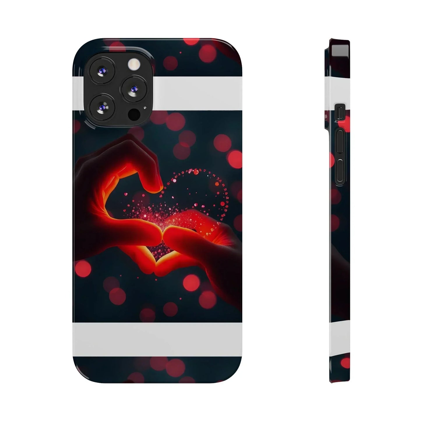 "Heart Hands Glow" Phone Case for iPhone 7 to 16 Series Models - KarArmDesign