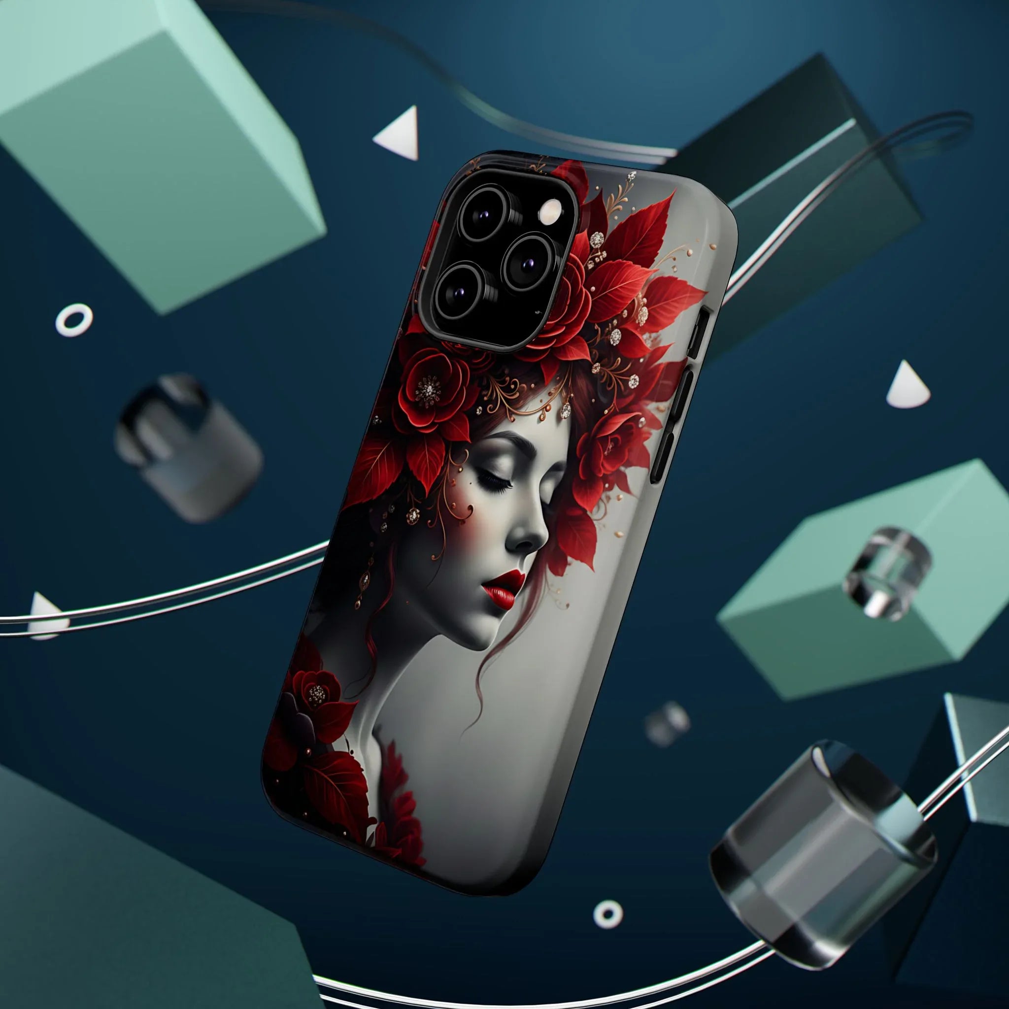 Scarlet Bloom Portrait Phone Case for iPhone 13-17 - KARARMDESIGN