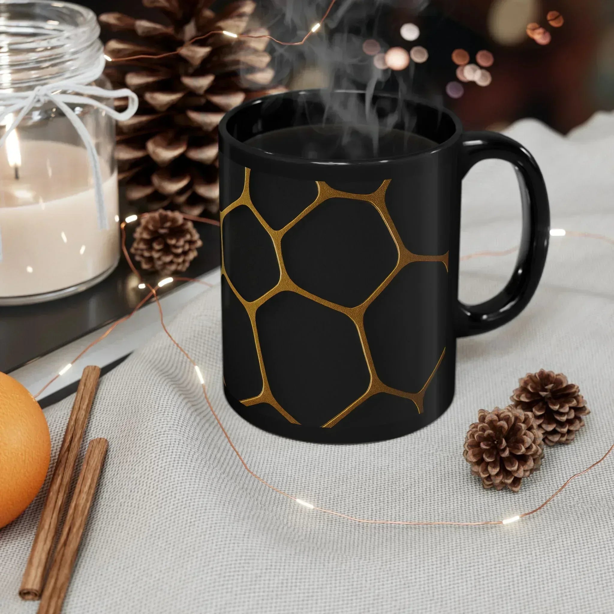 Celestial Grid Mug - Black Mug 11oz - KARARMDESIGN