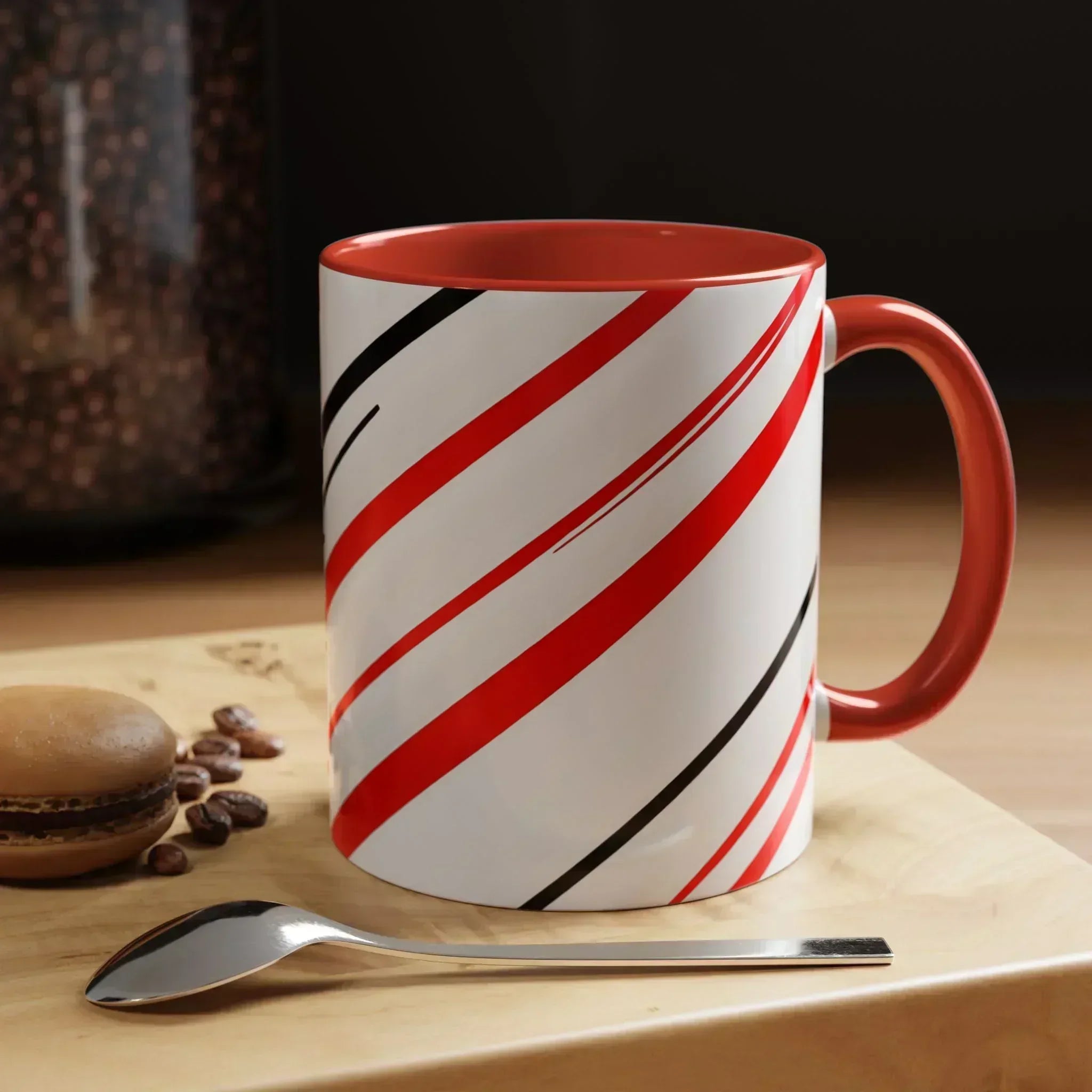 Bold Elegance – Red & Black Swirl Accent Coffee Mug - KARARMDESIGN