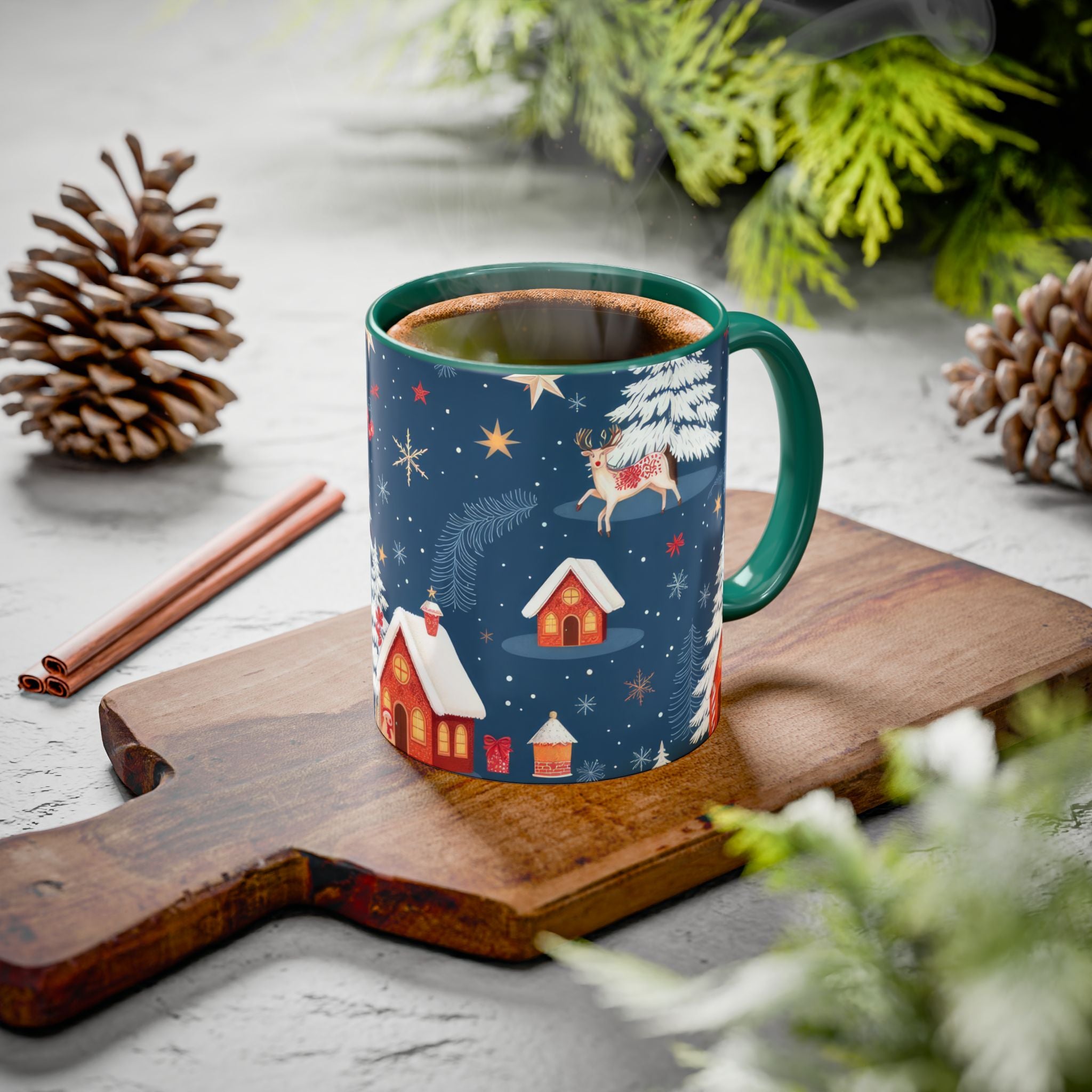 Dark Blue Christmas Mug - Colorful Mugs (11oz, 15oz)