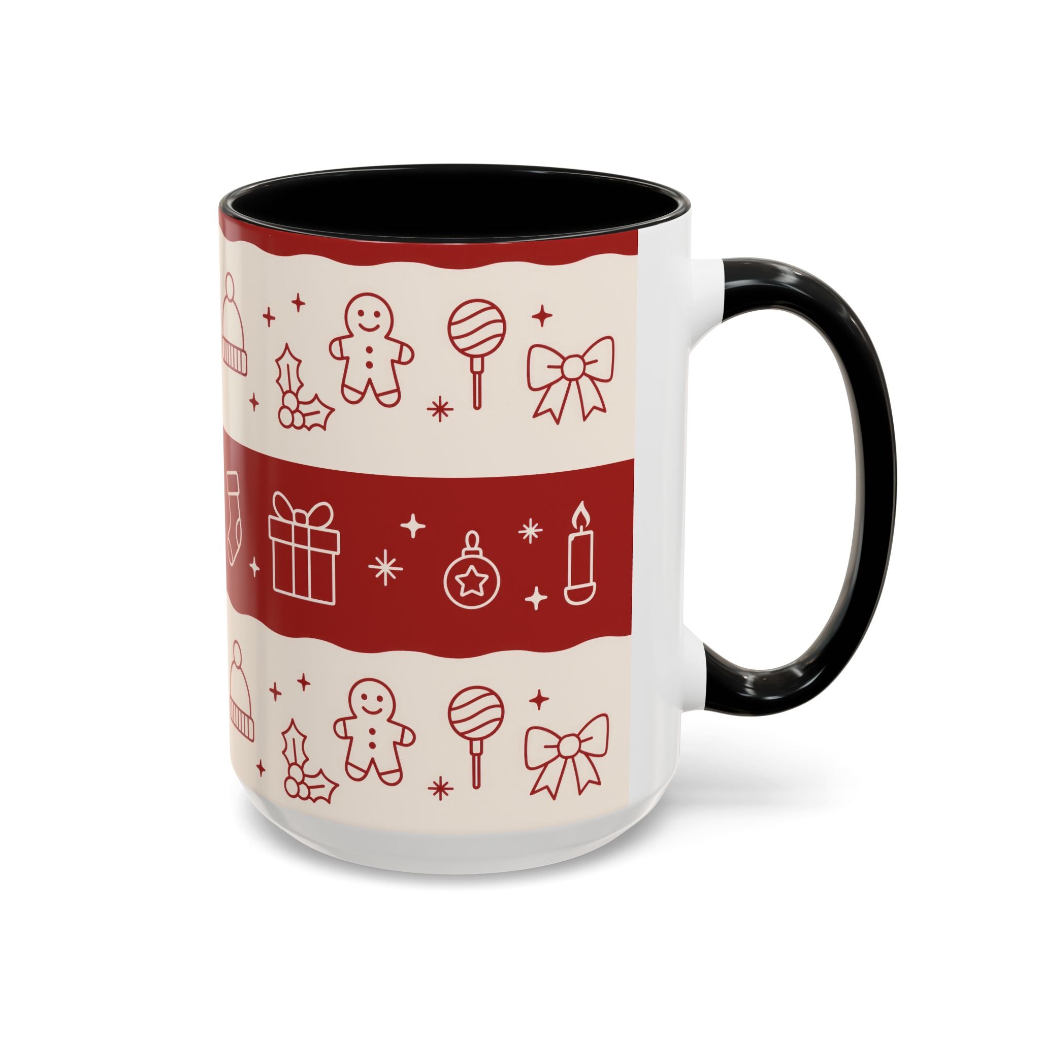 Holiday Cheer Icons Mug - Accent Coffee Mug (11, 15oz)