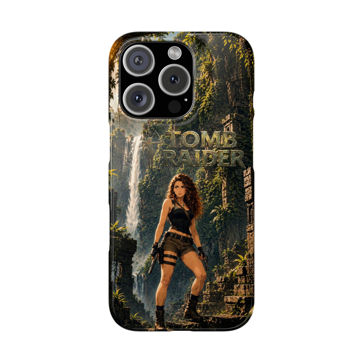 Phone case for iPhone 11–17 with jungle adventurer graphic and camera cutouts