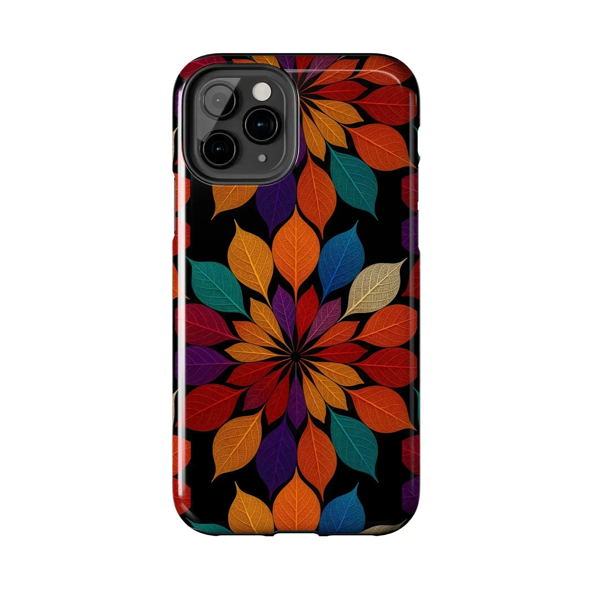 Leaf Mandala Phone Case for iPhone 11-16 and Galaxy S21-S24 - KARARMDESIGN