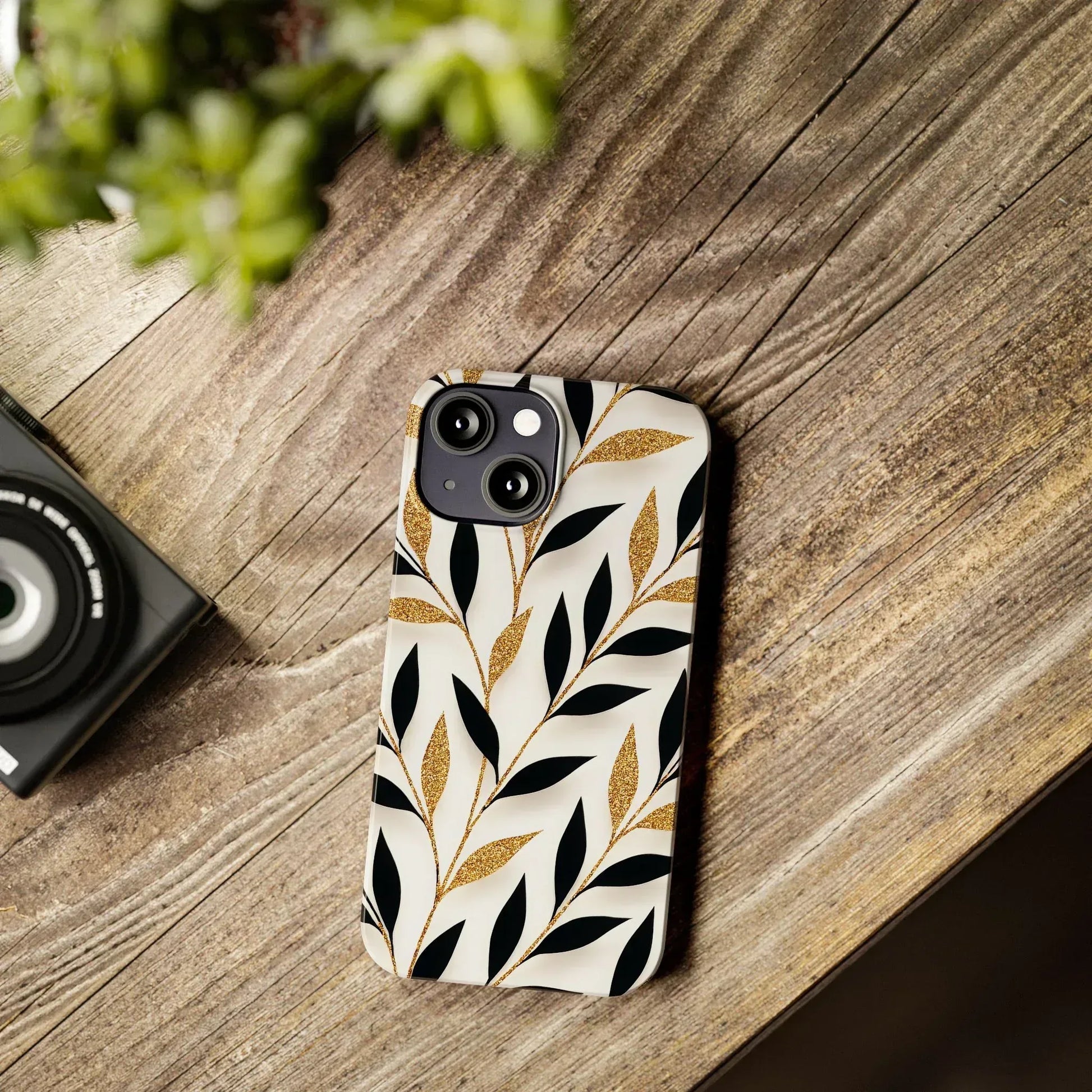 Botanical Gold Leaf Phone Case for iPhone 11-17 - KARARMDESIGN