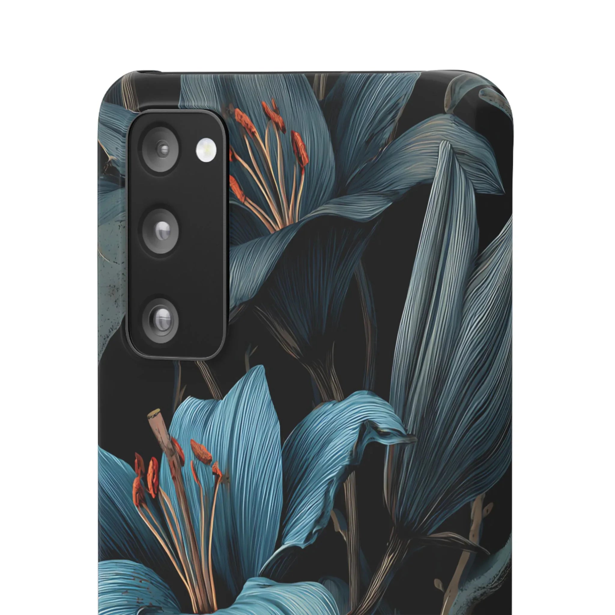 Blue Lily Floral Phone Case for iPhone 11-17 and Galaxy S20-S25 - KARARMDESIGN