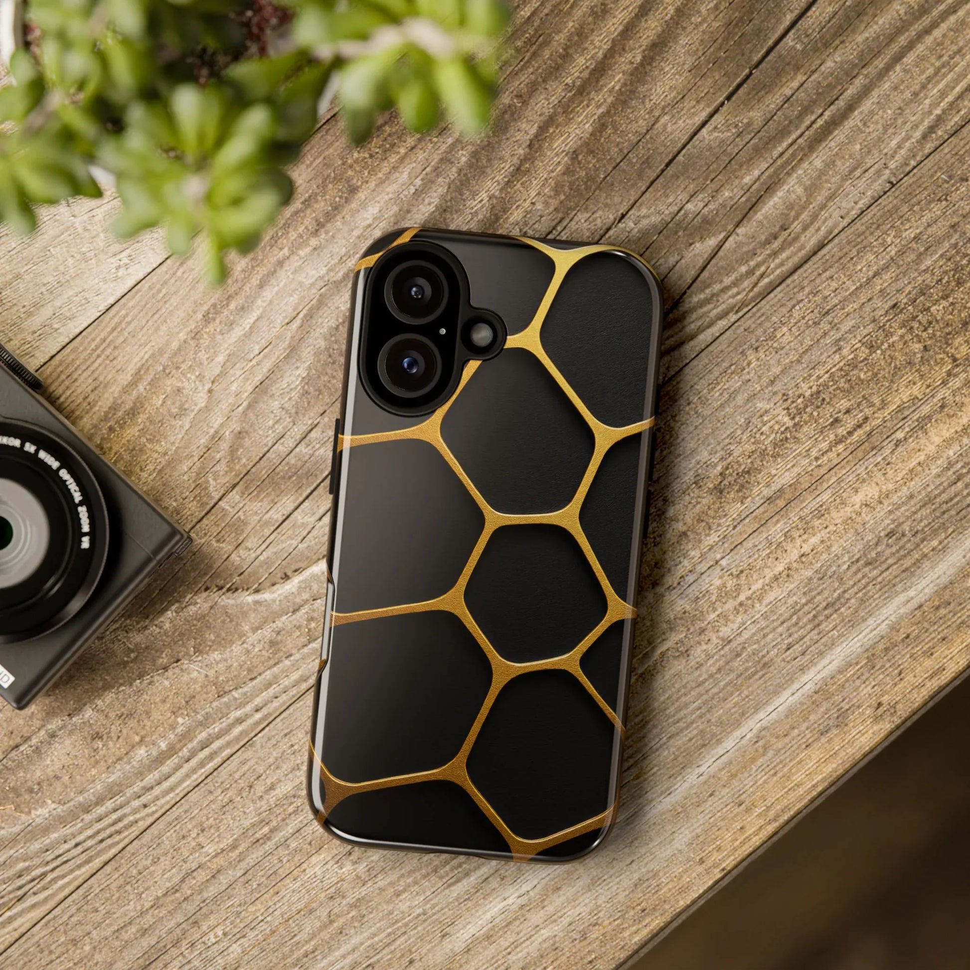 Golden Cellscape Phone Case for iPhone 8-17 and Galaxy S20-S25 - KARARMDESIGN