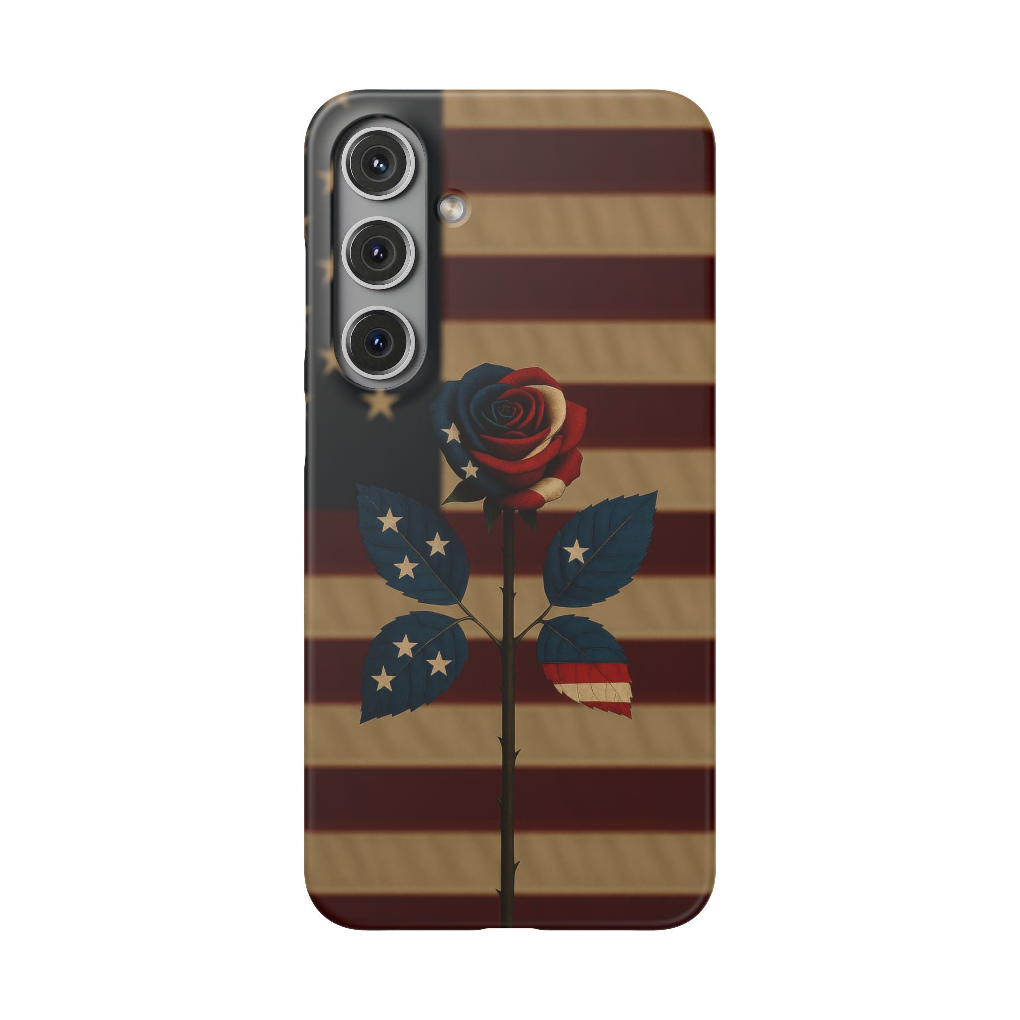 American Rose Flag Phone Case for iPhone 8-17 and Galaxy S20-S26