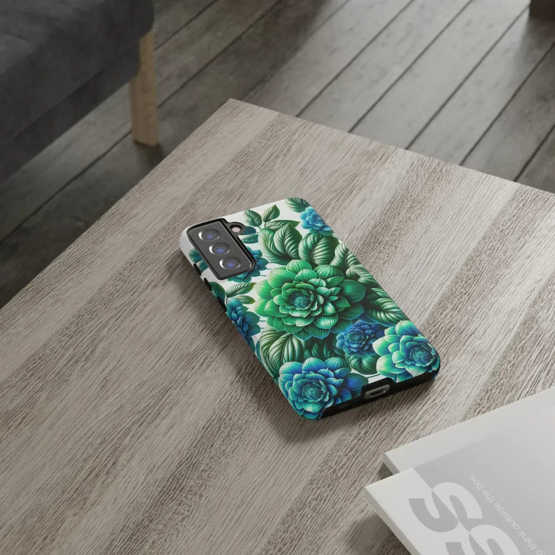 Green and BlueFloral Phone Case for Samsung Galaxy S10-S25 Models - KarArmDesign