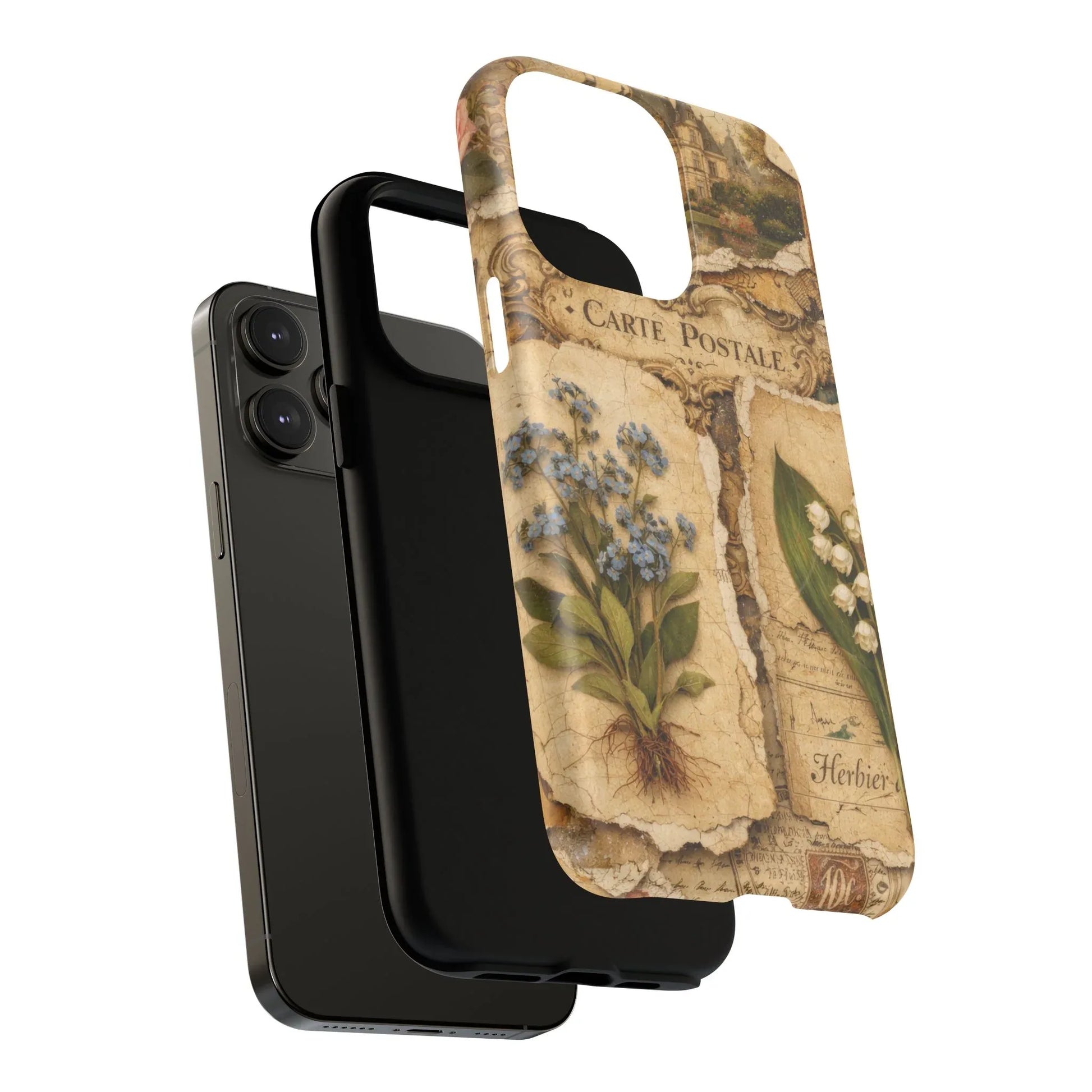 Vintage Botanical Postcard Phone Case for iPhone 13-17 - KARARMDESIGN