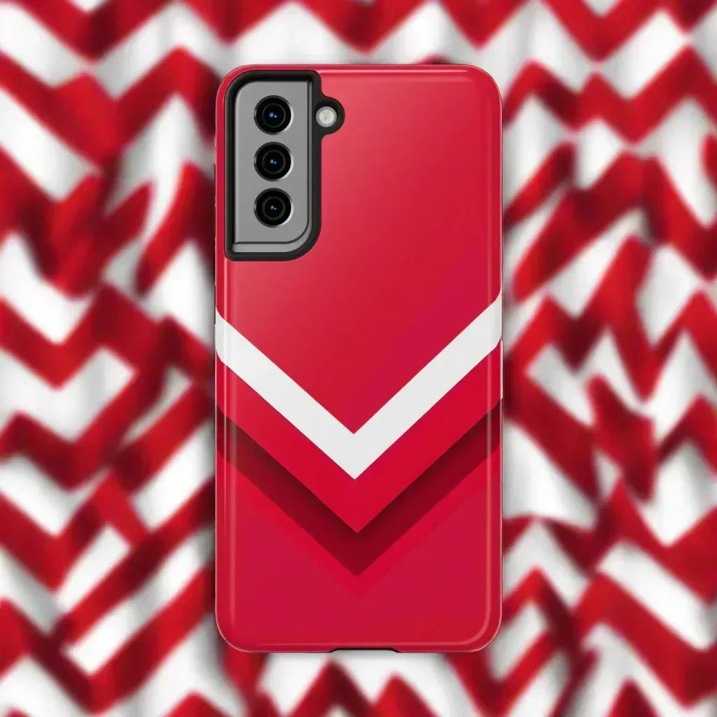 Red Chevron Armor Phone Case for iPhone 11–16 & Galaxy S21–S24 - KARARMDESIGN