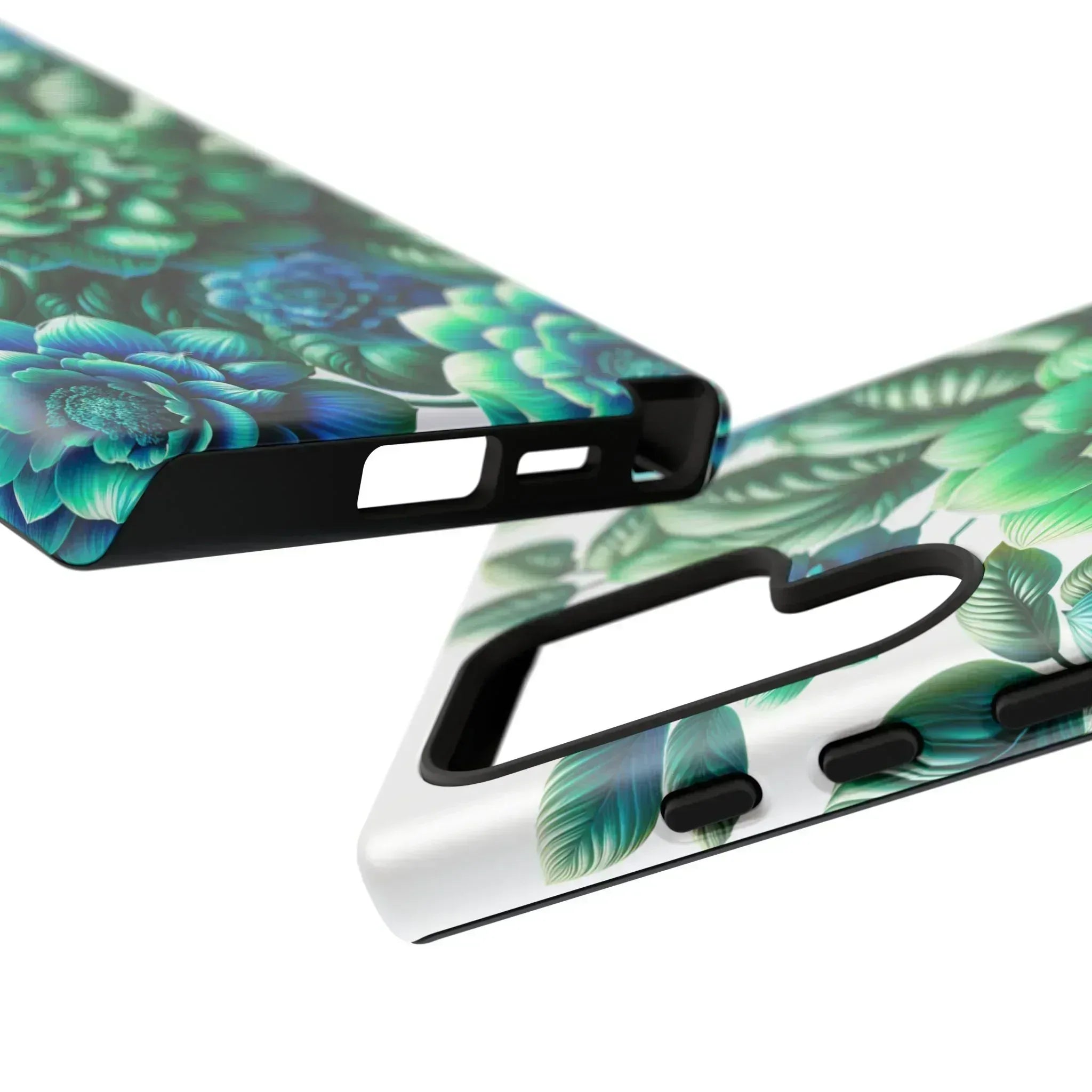 Green and Blue Floral Phone Case for Galaxy S10-S25 - KARARMDESIGN