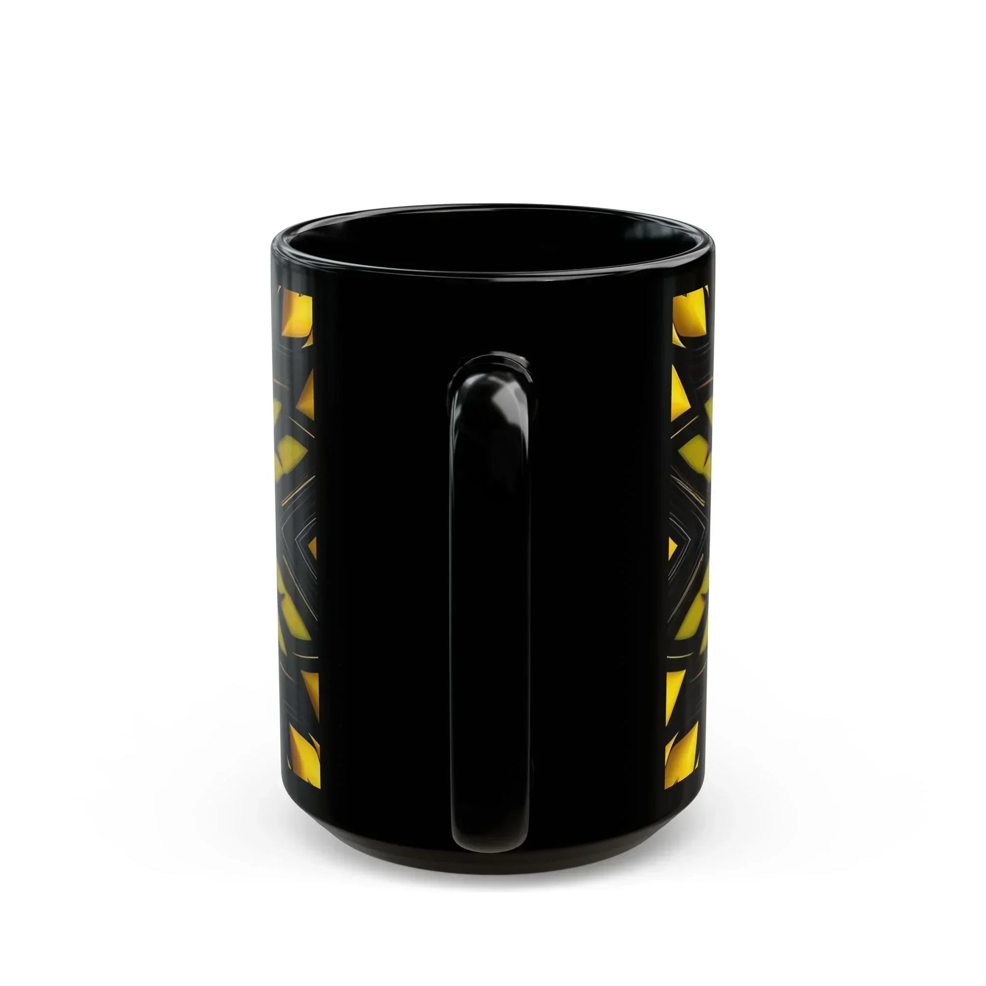 Bold Black & Yellow Geometric Modern Ceramic Mug – 15oz - KarArmDesign