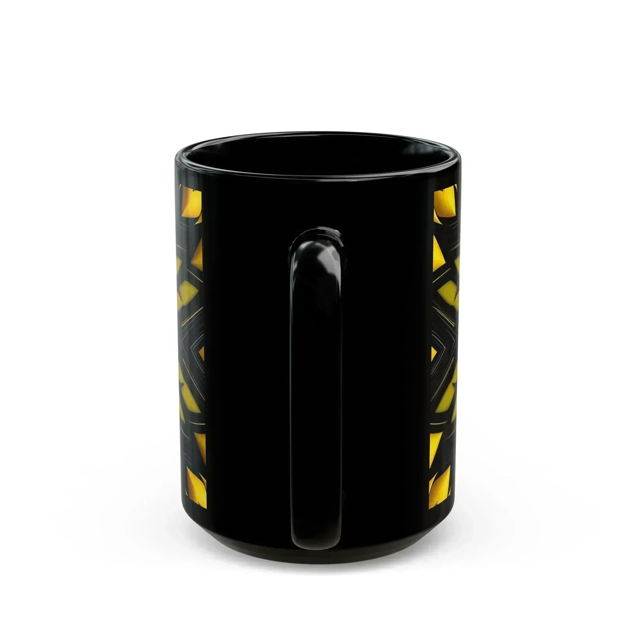 Bold Black & Yellow Geometric Modern Ceramic Mug – 15oz - KARARMDESIGN