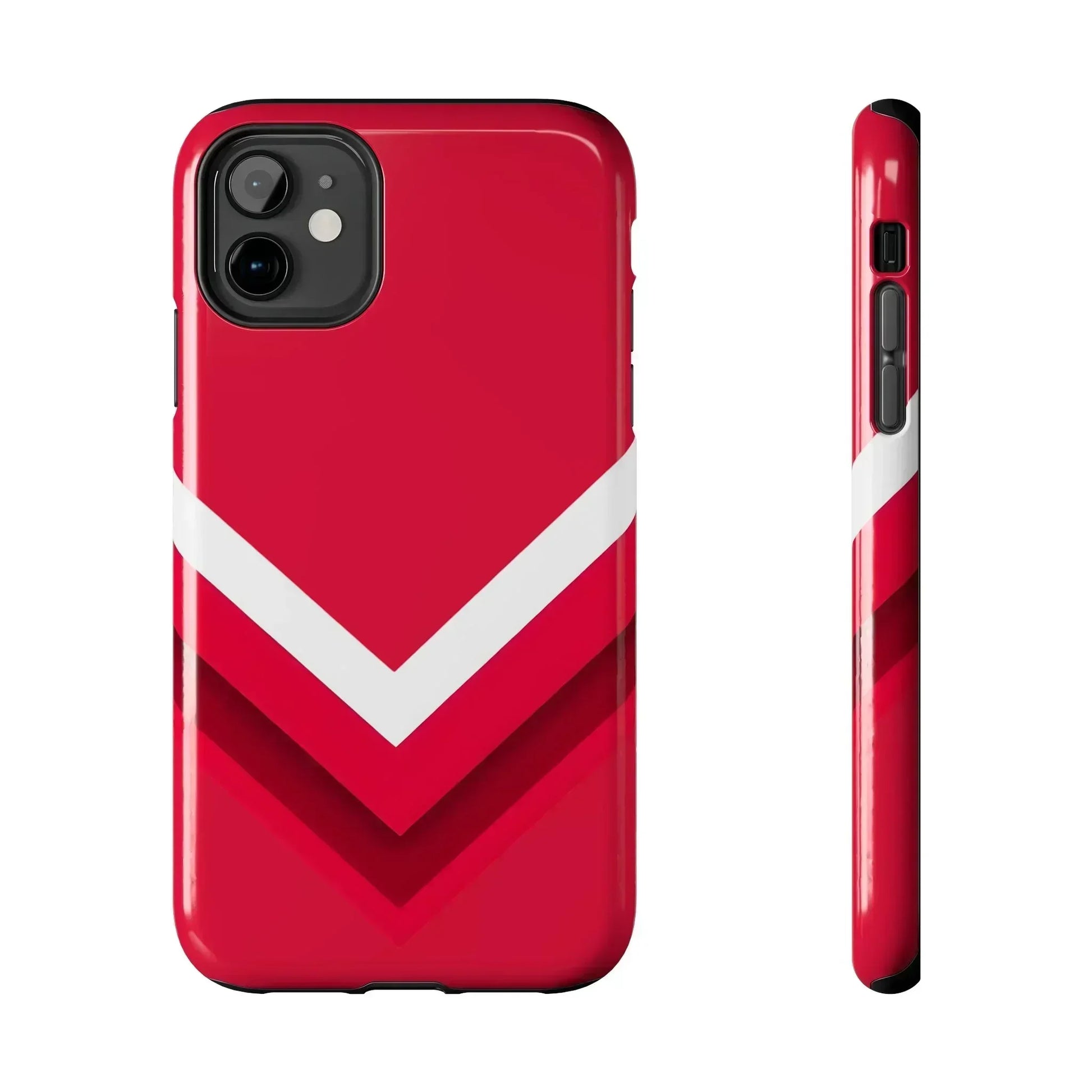 Red Chevron Armor Phone Case for iPhone 11–16 & Galaxy S21–S24 - KARARMDESIGN