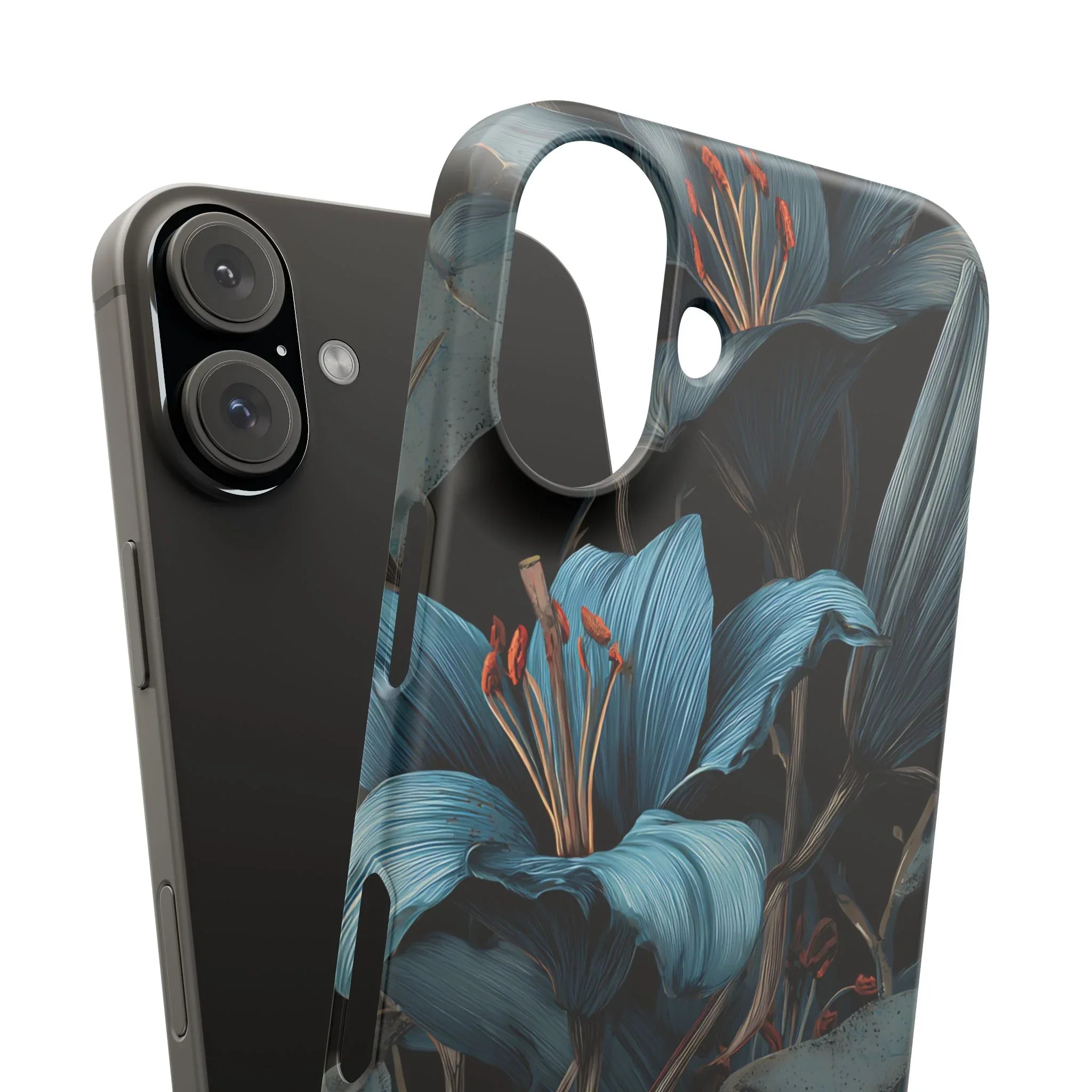 Blue Lily Floral Phone Case for iPhone 11-17 and Galaxy S20-S25 - KARARMDESIGN