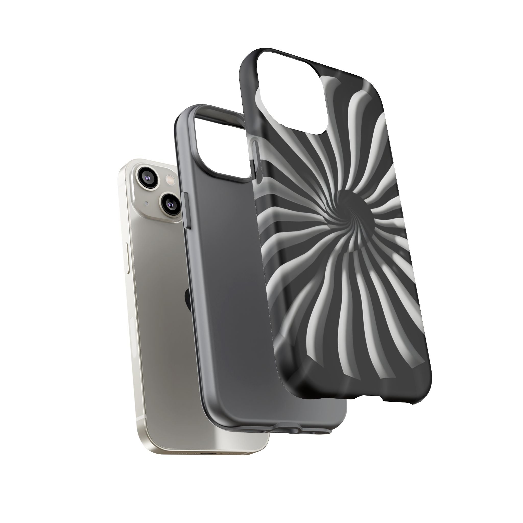 Hypnotic Black and White Spiral Phone Case – Optical Illusion Design for iPhone & Galaxy