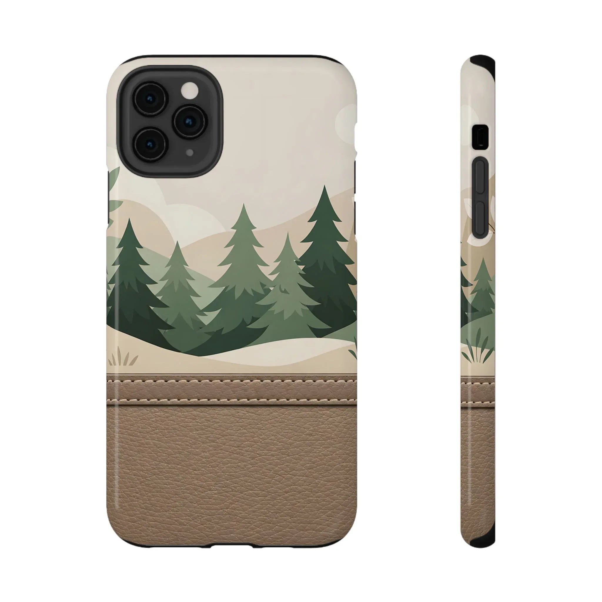 Forest Leather Phone Case for iPhone 11-17 and Galaxy S21-S25 - KARARMDESIGN