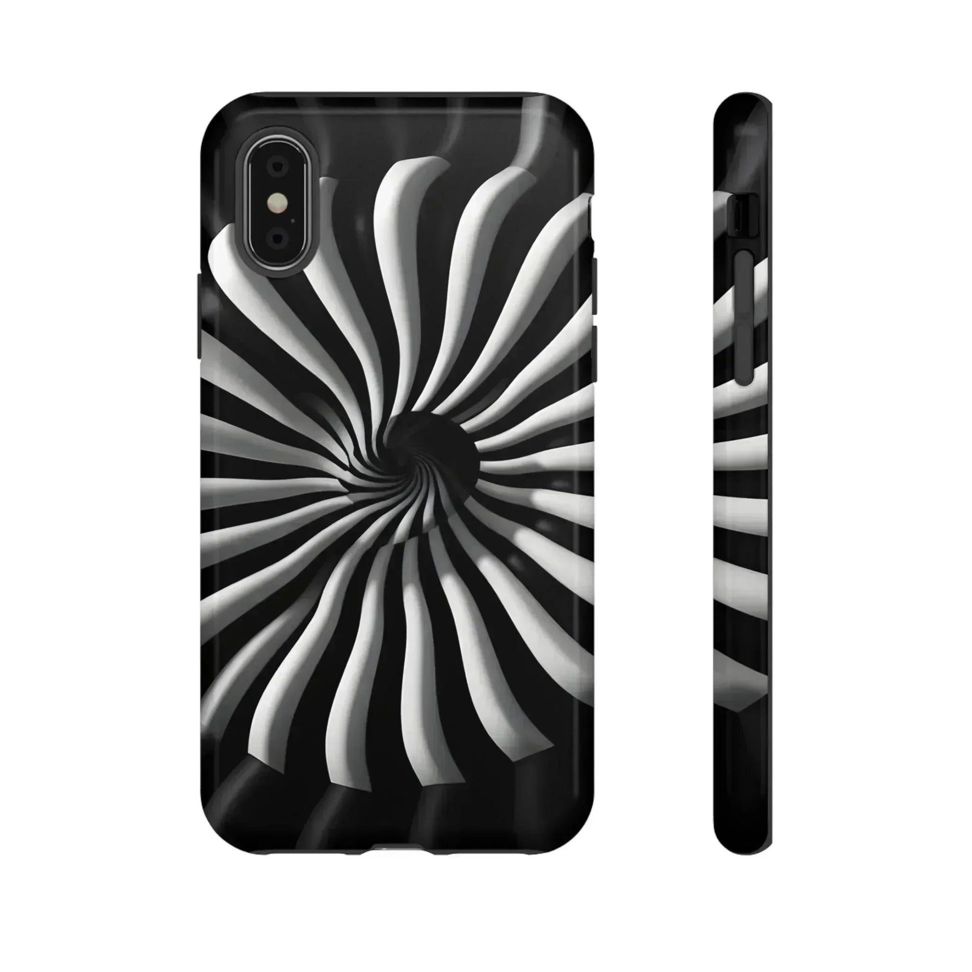 Hypnotic Black and White Spiral Phone Case for iPhone & Galaxy - KARARMDESIGN