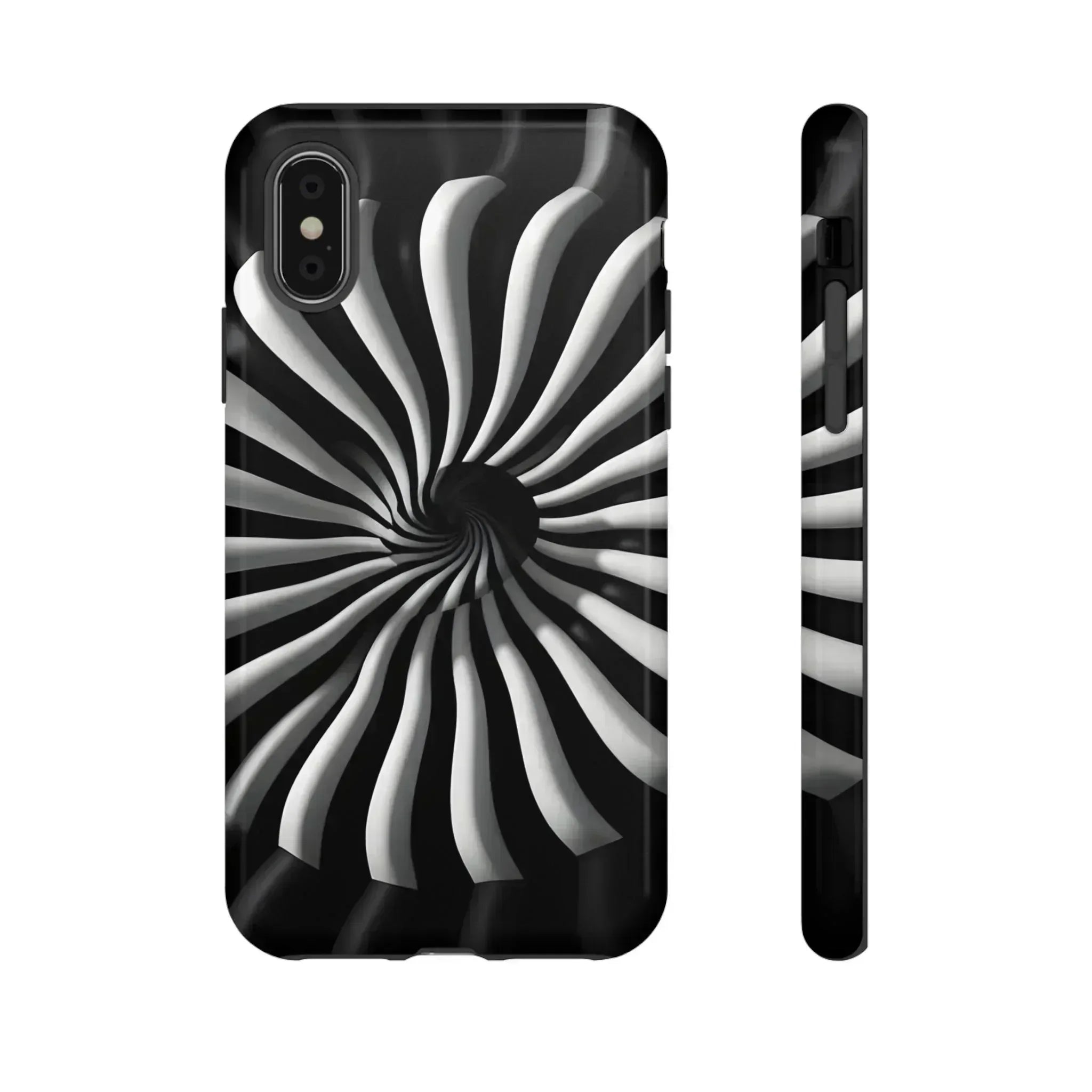 Hypnotic Black and White Spiral Phone Case for iPhone & Galaxy - KARARMDESIGN