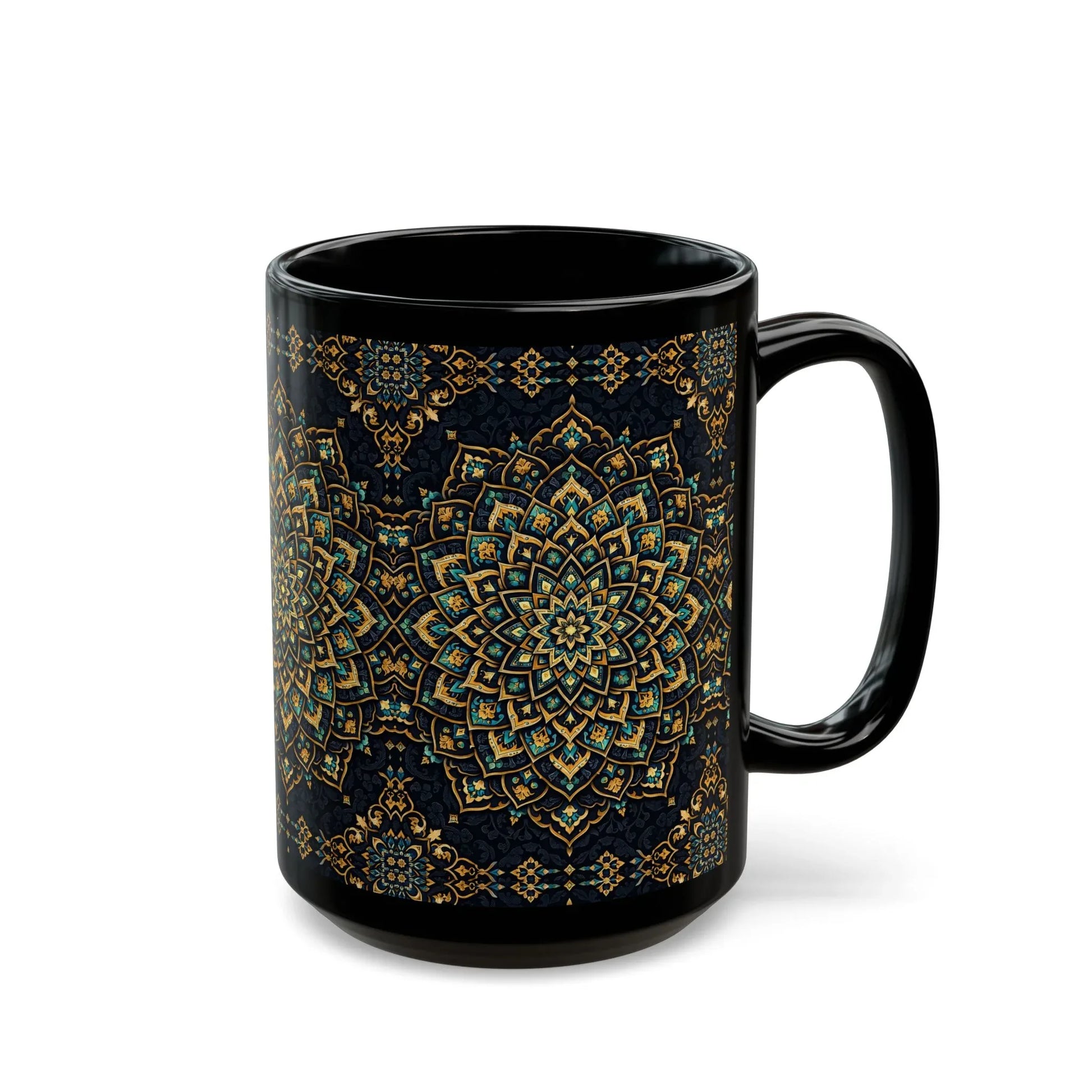 Ornate Mandala Mug - Black Mug (11oz, 15oz) - KARARMDESIGN