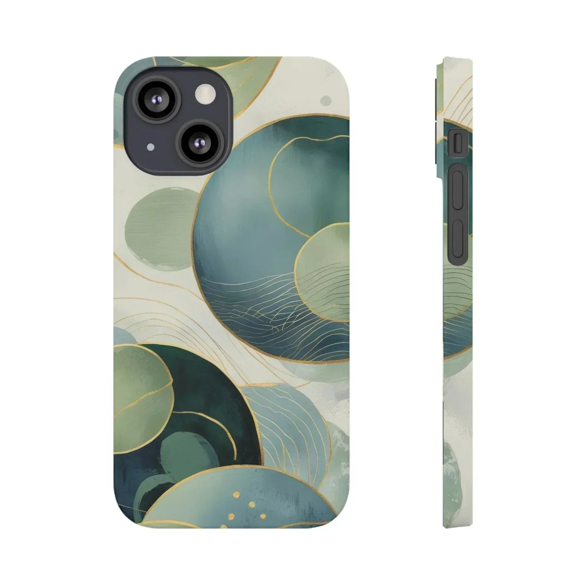 Abstract Teal Slim Phone Case for iPhone 12-16 - KARARMDESIGN