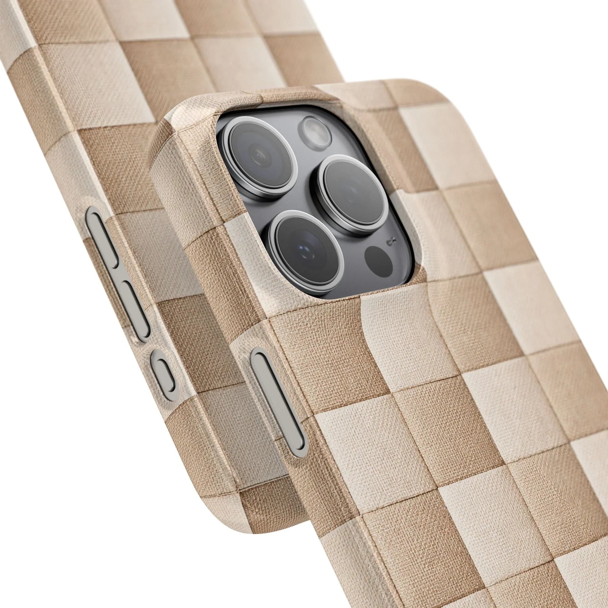 Beige Woven Phone Case for iPhone 11-17 and Galaxy S20-S25 - KARARMDESIGN