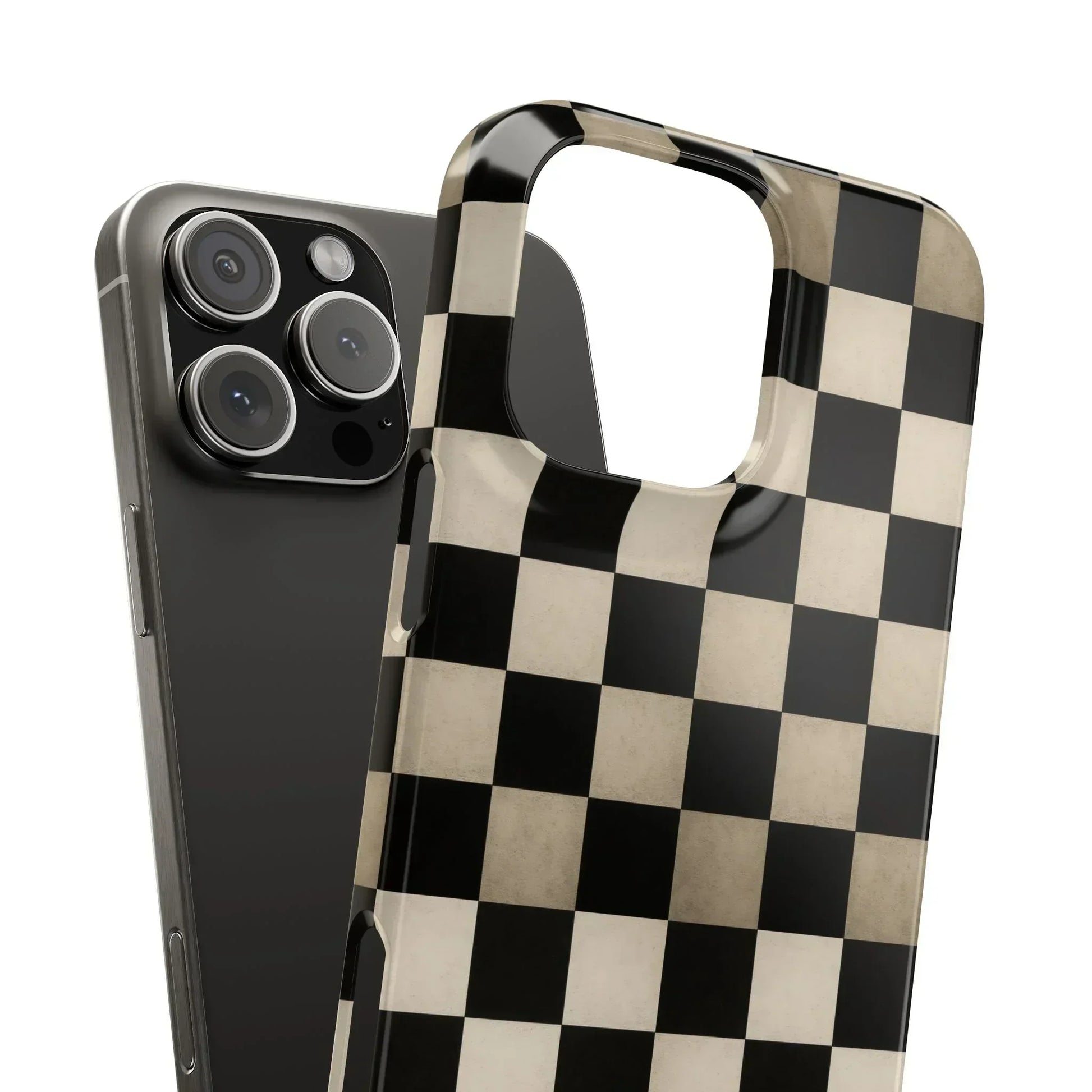 Stylish Matte Checker Phone Case for iPhone 7-16 and Samsung Galaxy S10-S24 Models - KarArmDesign