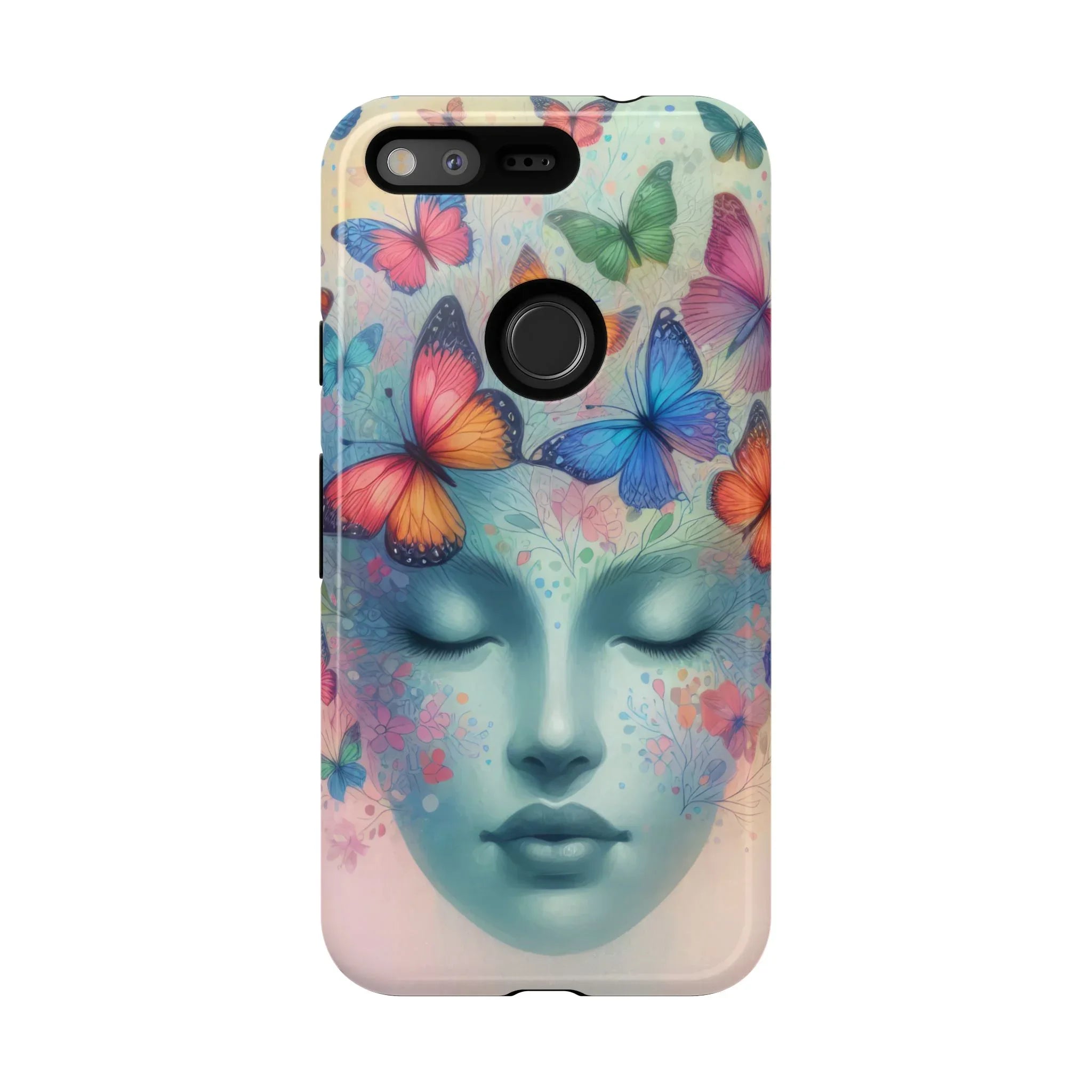 Butterfly Bloom Dreamy Woman Phone Case for Galaxy and Pixel - KARARMDESIGN