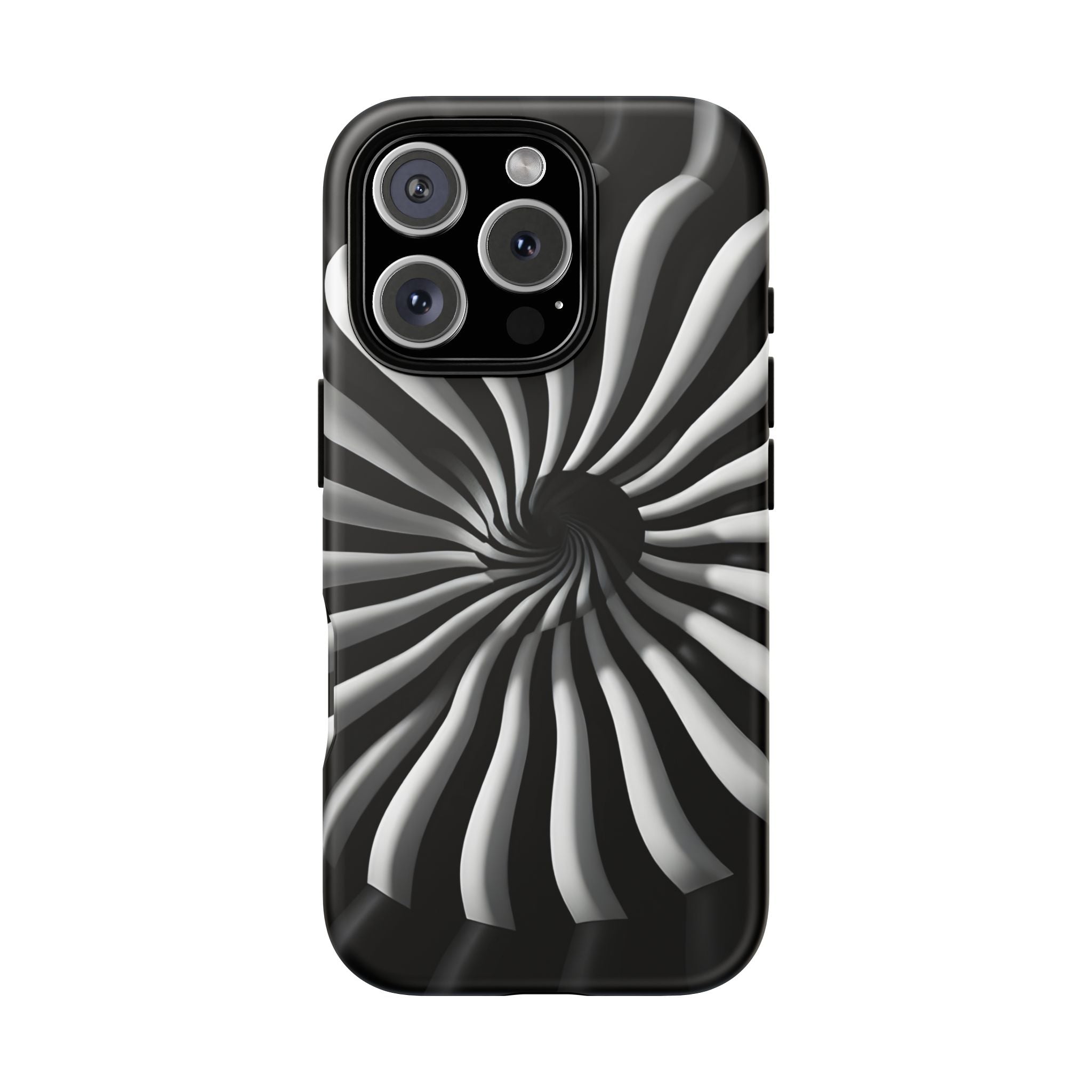 Hypnotic Black and White Spiral Phone Case – Optical Illusion Design for iPhone & Galaxy
