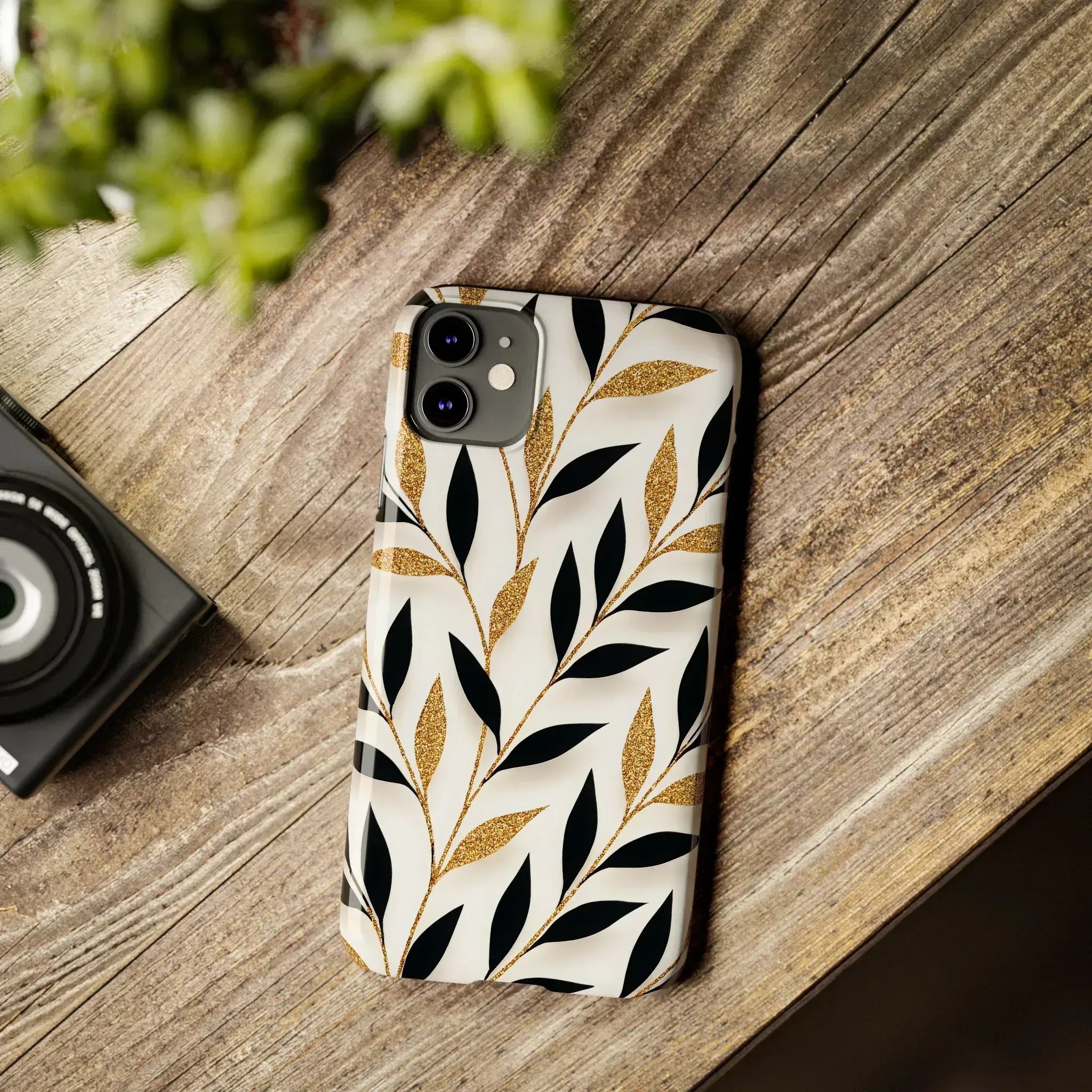 Botanical Gold Leaf Phone Case for iPhone 11-17 - KARARMDESIGN