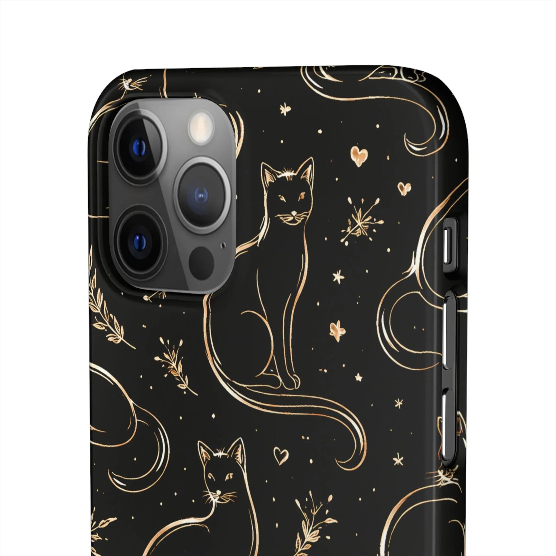 Golden Cat Pattern Phone Case for iPhone 11–17 & Galaxy S21–S25 - KARARMDESIGN