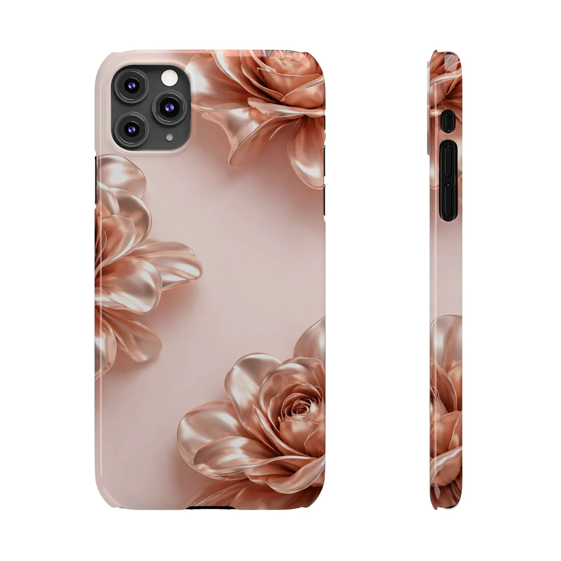 Blush Metallic Flower Case for iPhone 11-17 - KARARMDESIGN