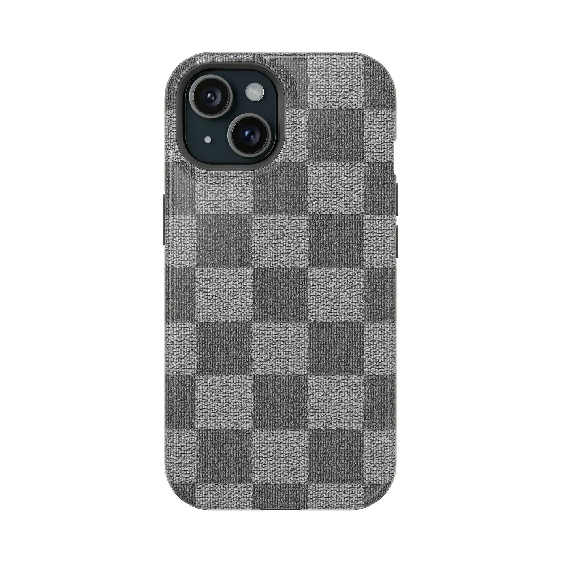 Gray Checkered Phone Case for iPhone 12-16 and Galaxy S21-S22 - KARARMDESIGN