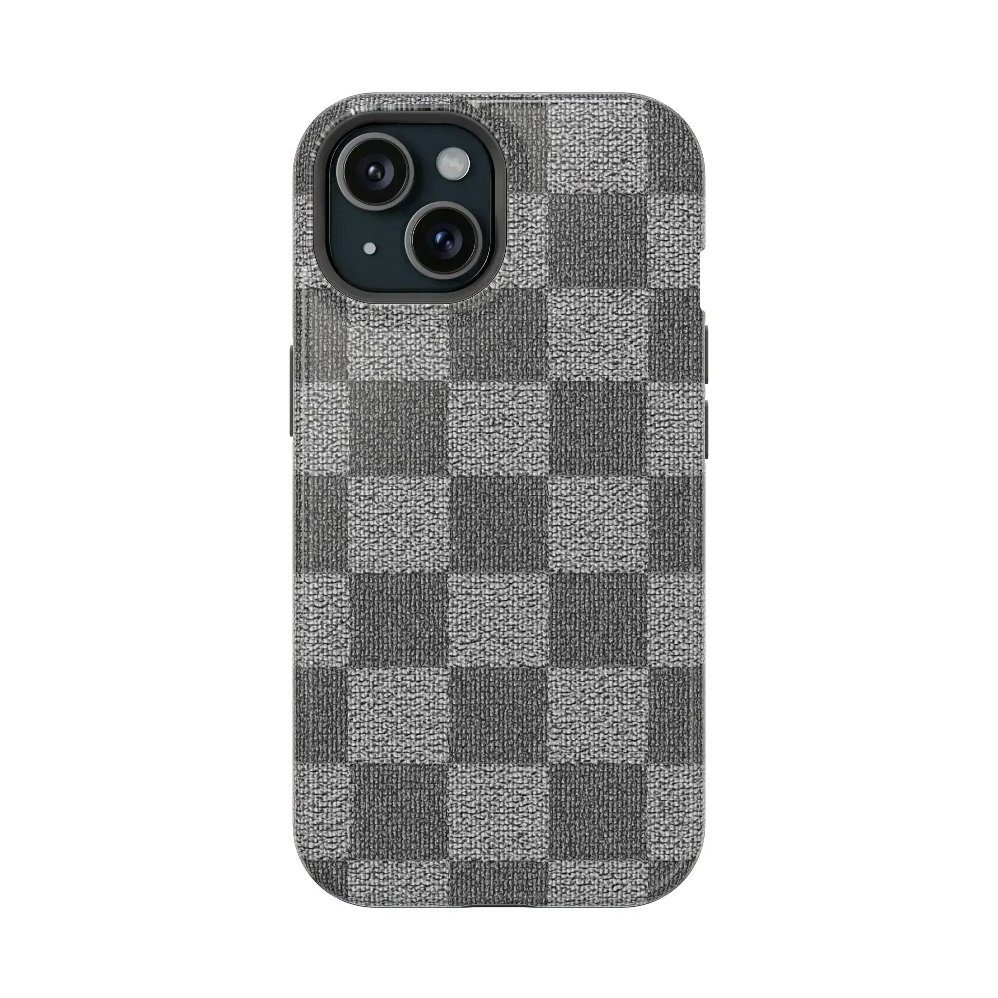 Gray Checkered Phone Case for iPhone 12-16 and Galaxy S21-S22 - KARARMDESIGN