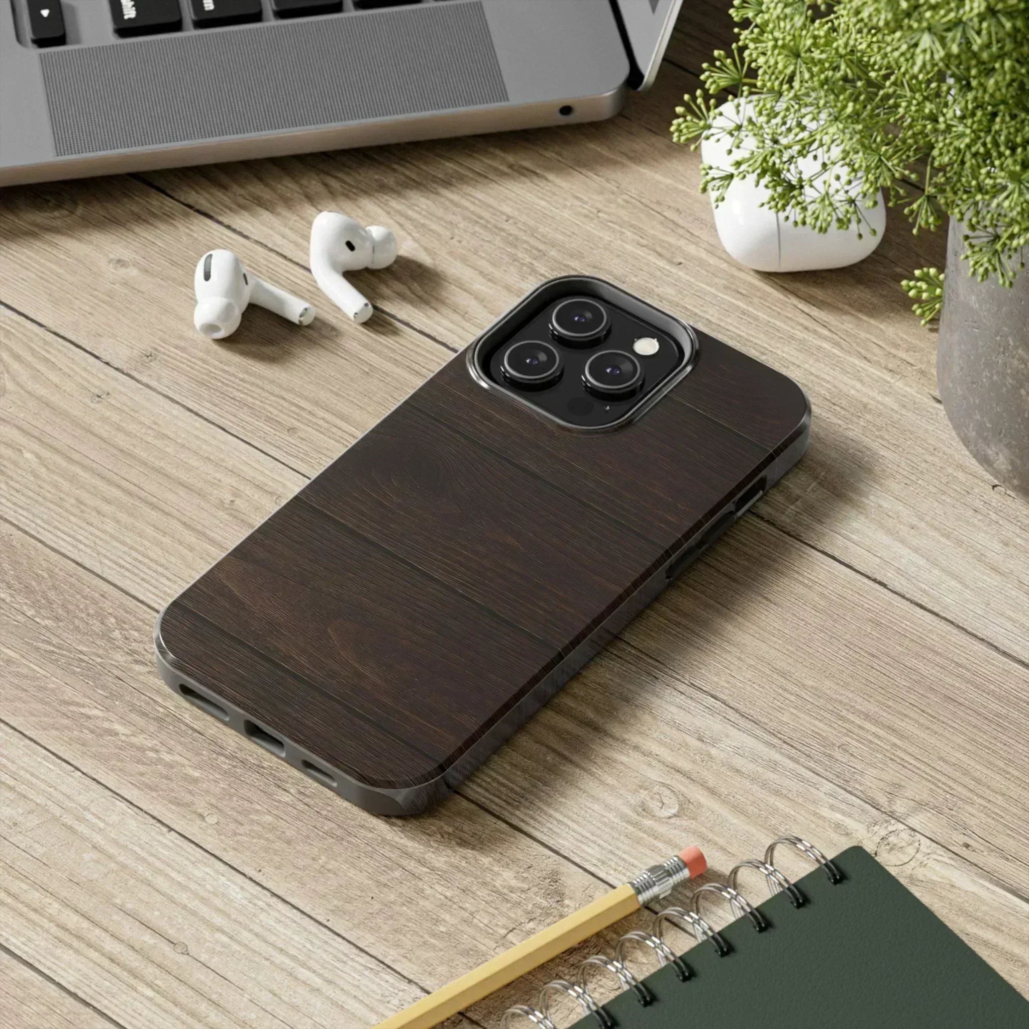 Dark Wood Grain Phone Case for iPhone and Galaxy - KARARMDESIGN