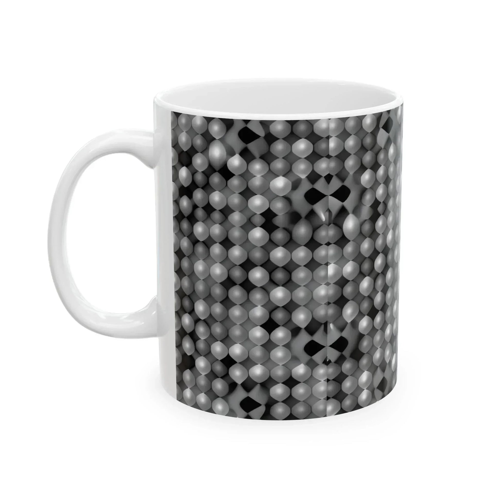 Black & Silver 3D Hex Pattern Ceramic Mug – 11 oz - KarArmDesign