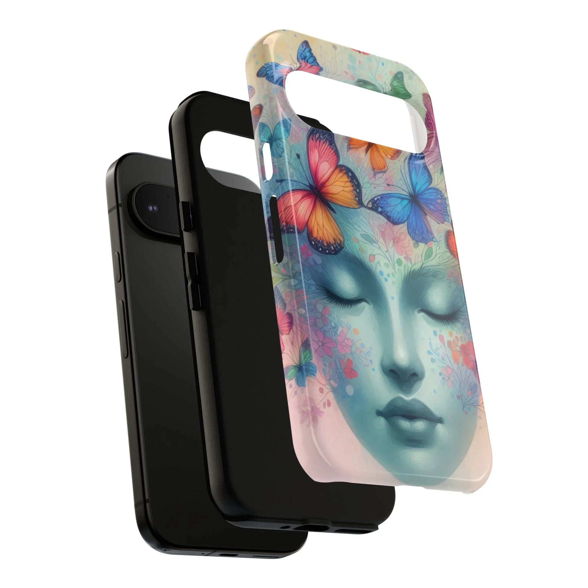 Butterfly Bloom Dreamy Woman Phone Case for Galaxy and Pixel - KARARMDESIGN
