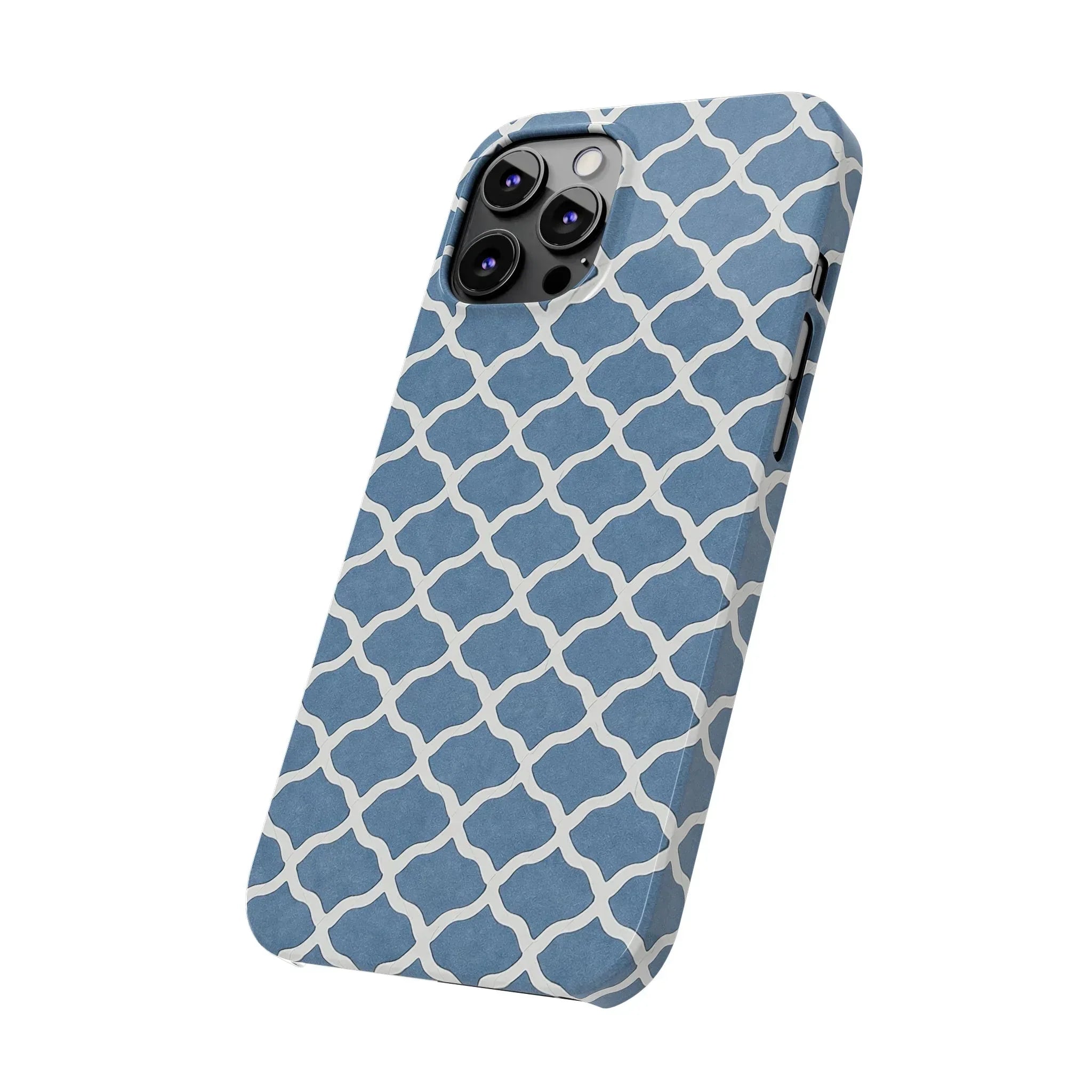 Azure Lattice Pattern Phone Case Slim Phone Cases for iPhone 11-17 - KARARMDESIGN