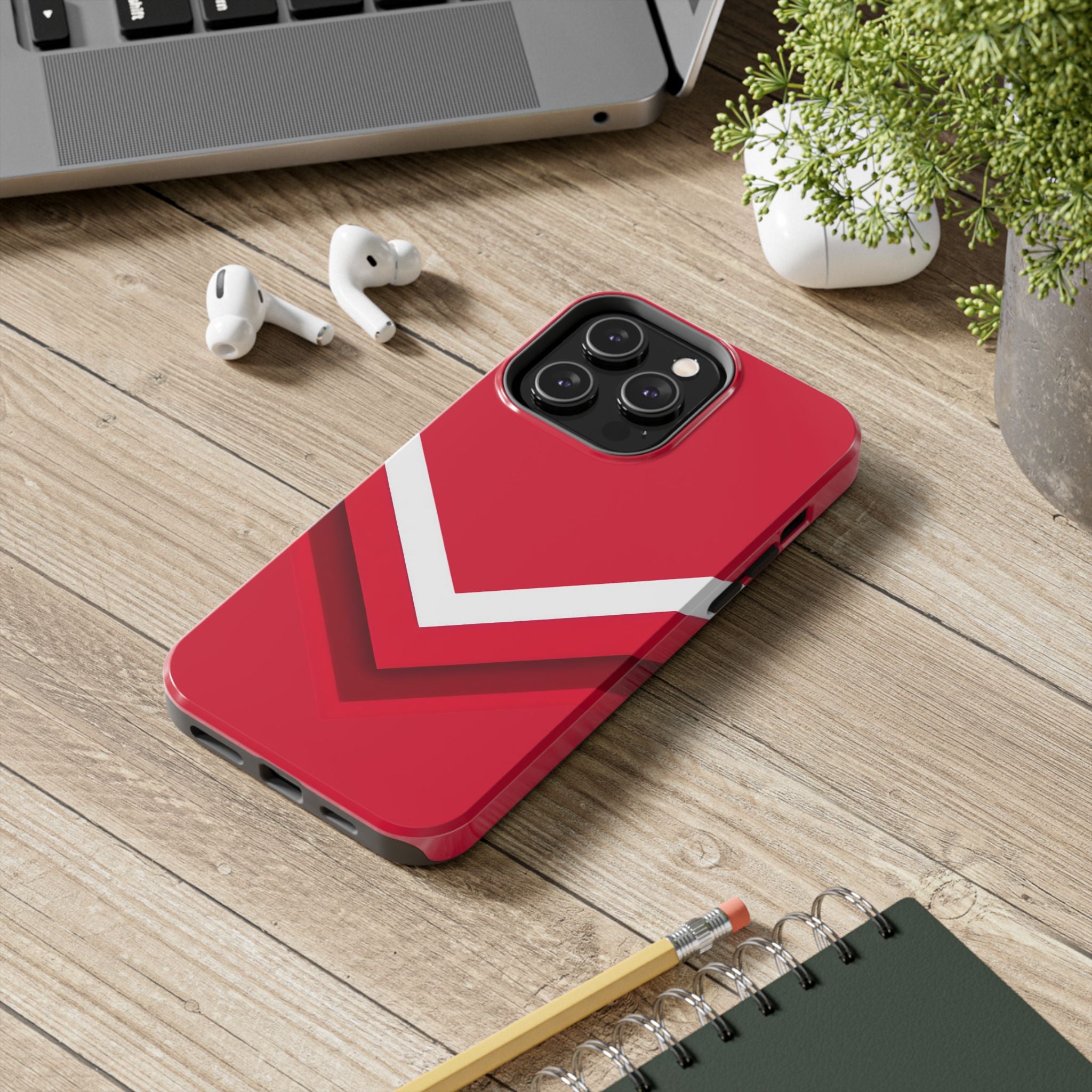 Red Chevron Armor Phone Case for iPhone 11–16 & Galaxy S21–S24