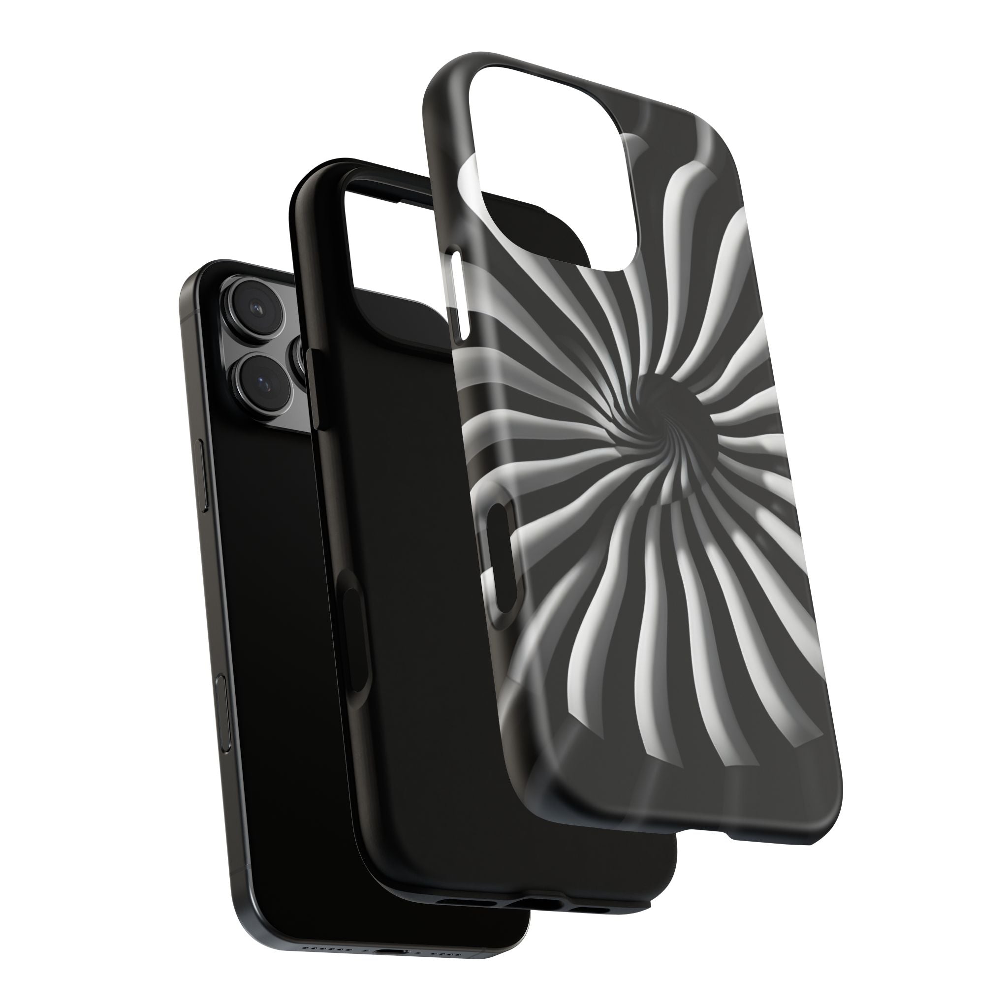 Hypnotic Black and White Spiral Phone Case – Optical Illusion Design for iPhone & Galaxy