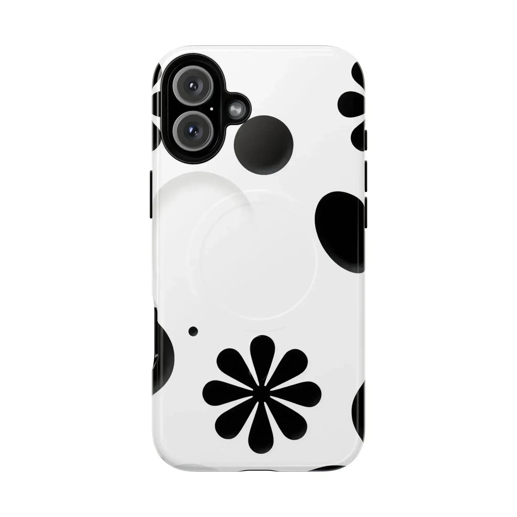 Elegant Black Floral Magnetic Phone Case for iPhone 14-16 - KARARMDESIGN