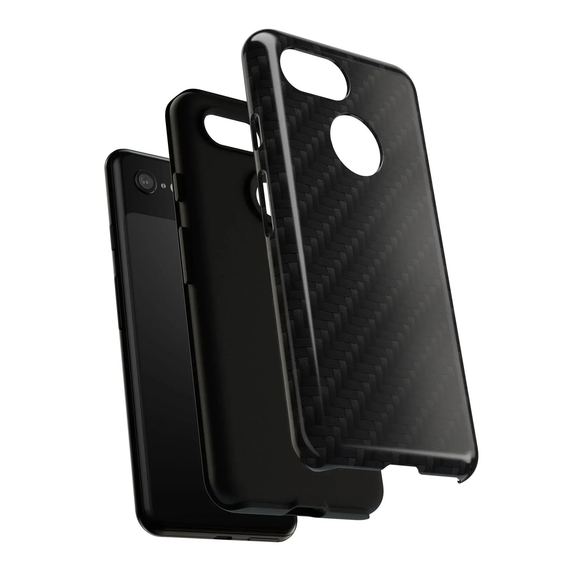 Black Carbon Phone Case Tough Case for iPhone 8-16 and Google Pixel up to 9 Models - KarArmDesign