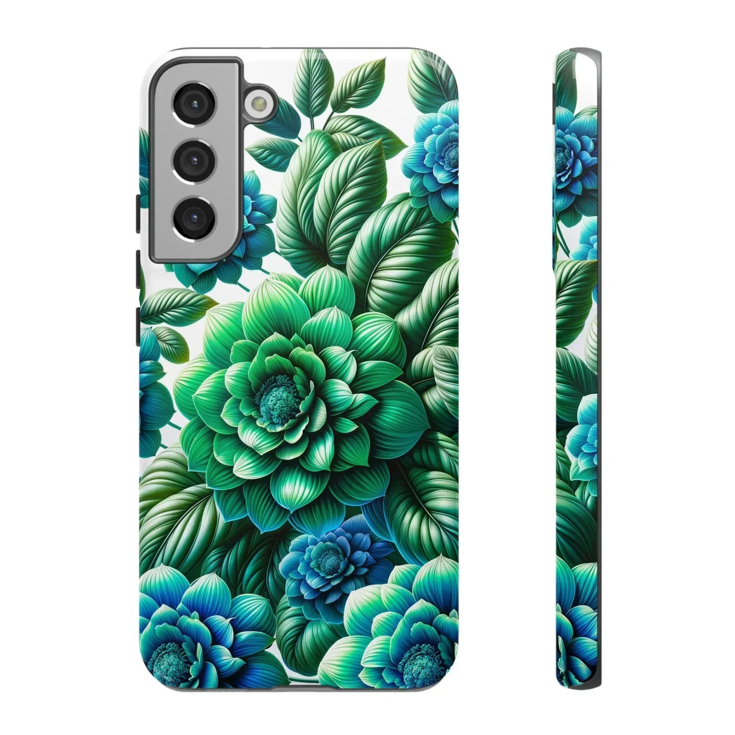 Green and BlueFloral Phone Case for Samsung Galaxy S10-S25 Models - KarArmDesign
