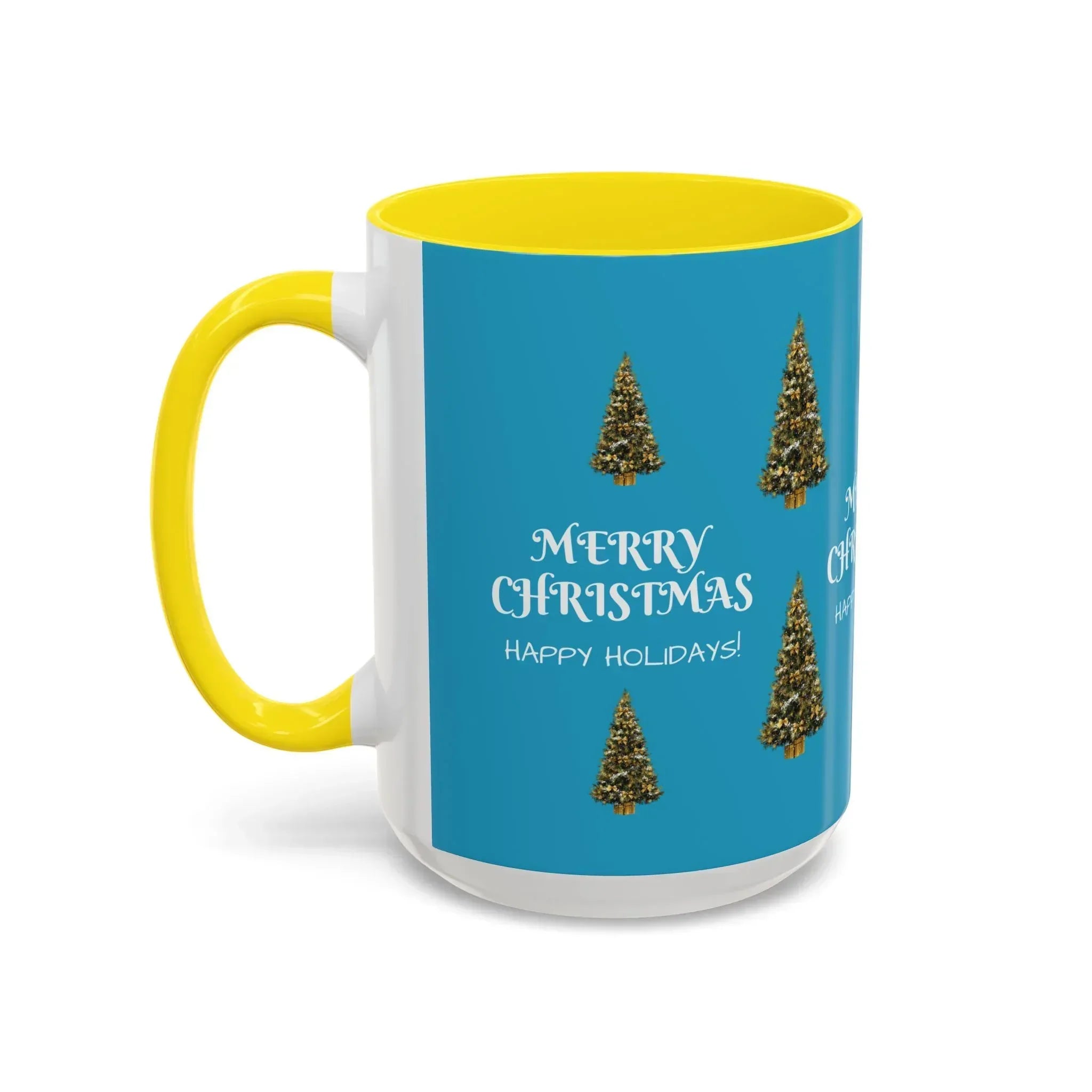 Merry Christmas and Happy Holidays Mug - Accent Coffee Mug (11, 15oz) - KARARMDESIGN