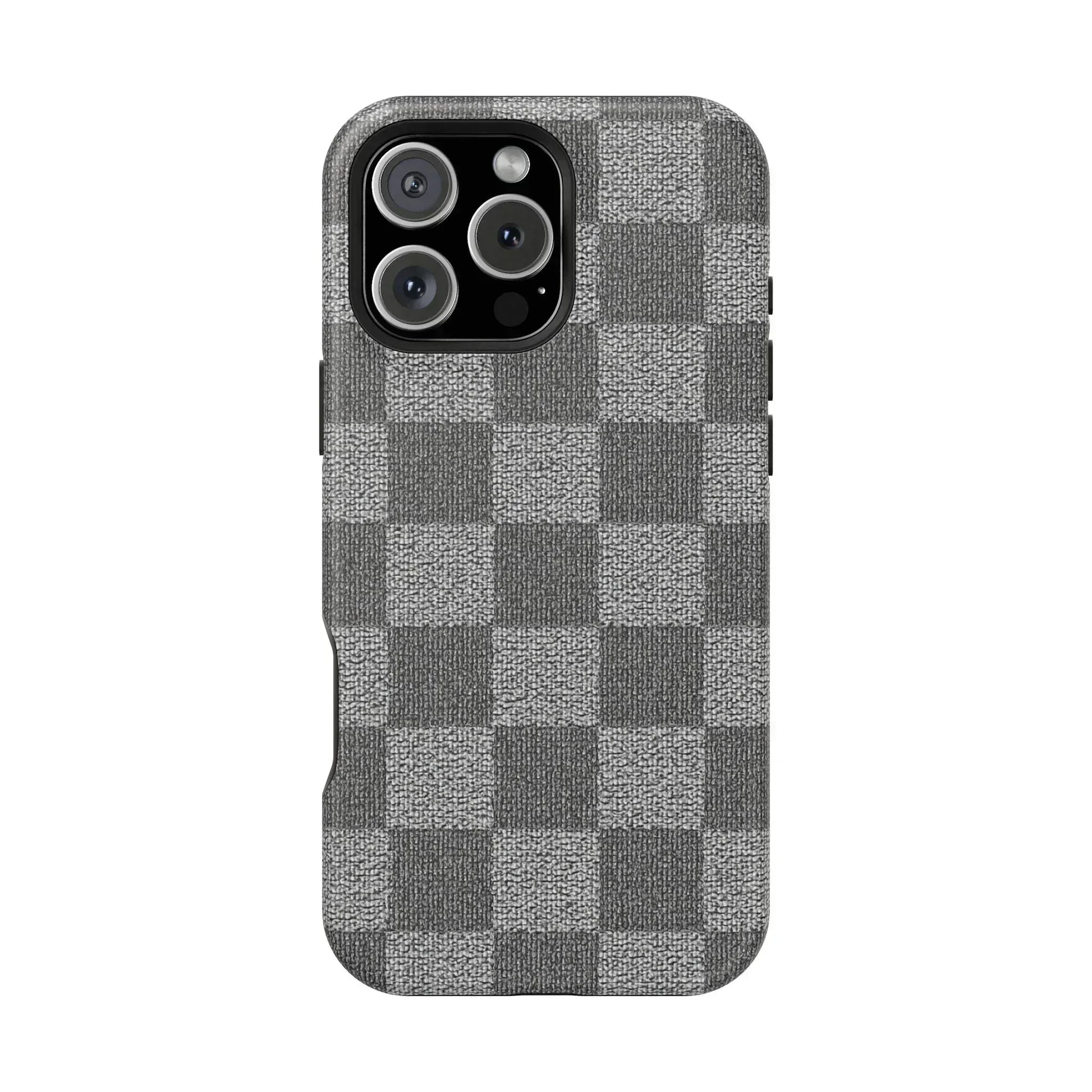 Gray Checkered Phone Case for iPhone 12-16 and Galaxy S21-S22 - KARARMDESIGN