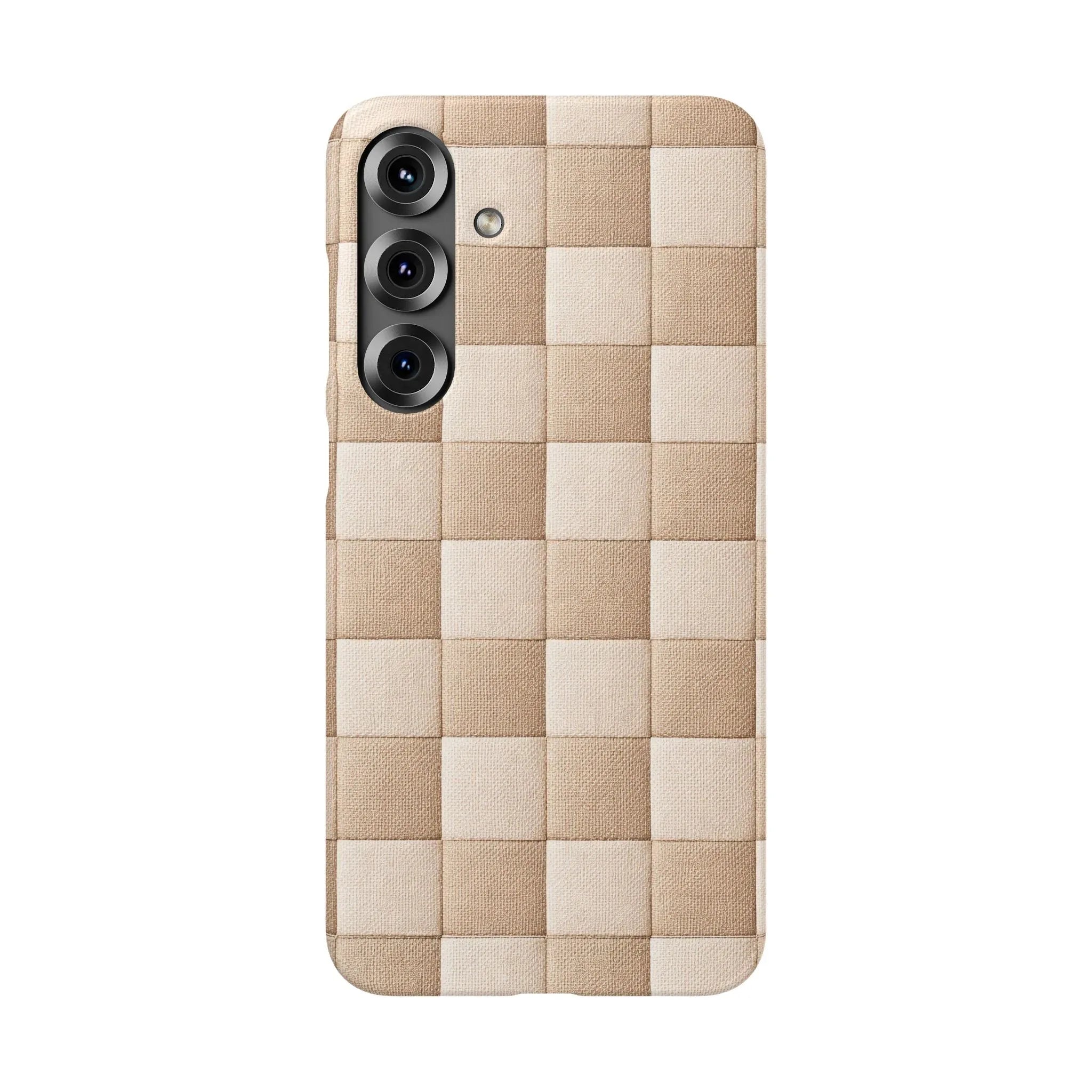 Beige Woven Phone Case for iPhone 11-17 and Galaxy S20-S25 - KARARMDESIGN