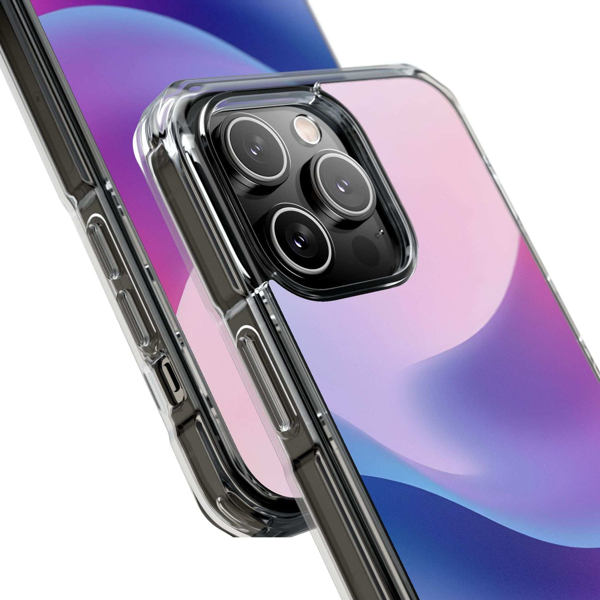 Pastel wave phone case with clear shockproof bumper and raised camera cutout