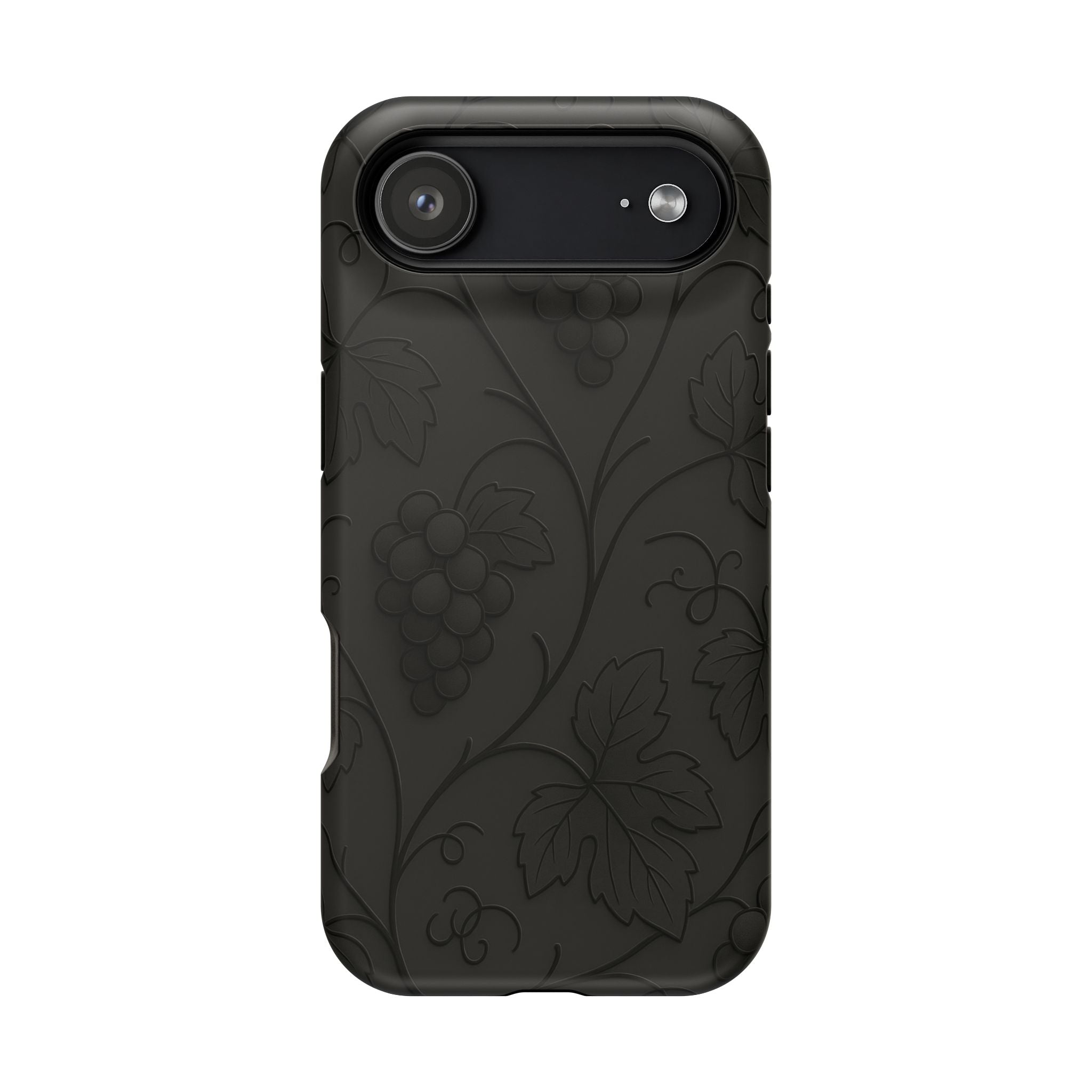 Embossed Grape Leaf Phone Case – Elegant Black Design for iPhone & Samsung